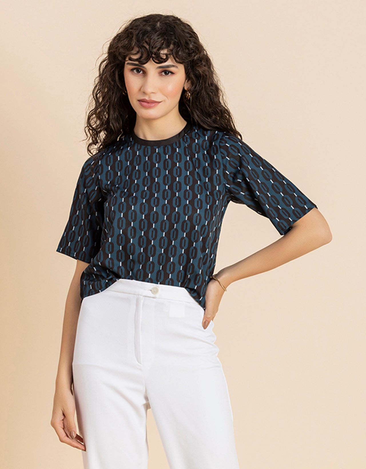 Loose-Fit Elbow Sleeves Top