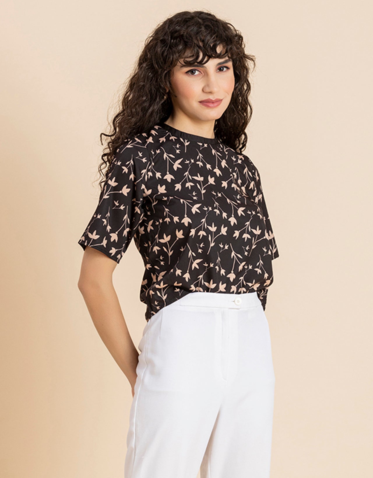 Loose-Fit Elbow Sleeves Top