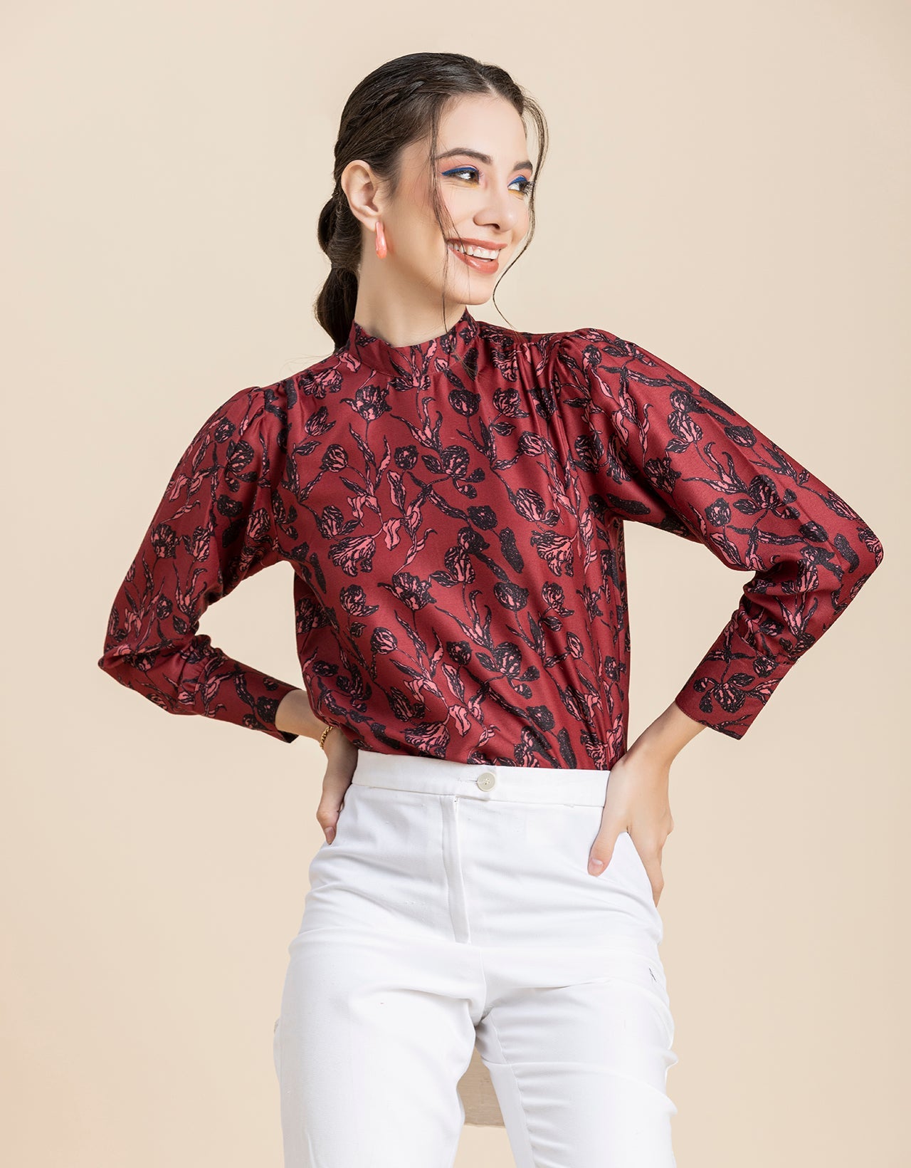 Ban Collar Long Cuff Top