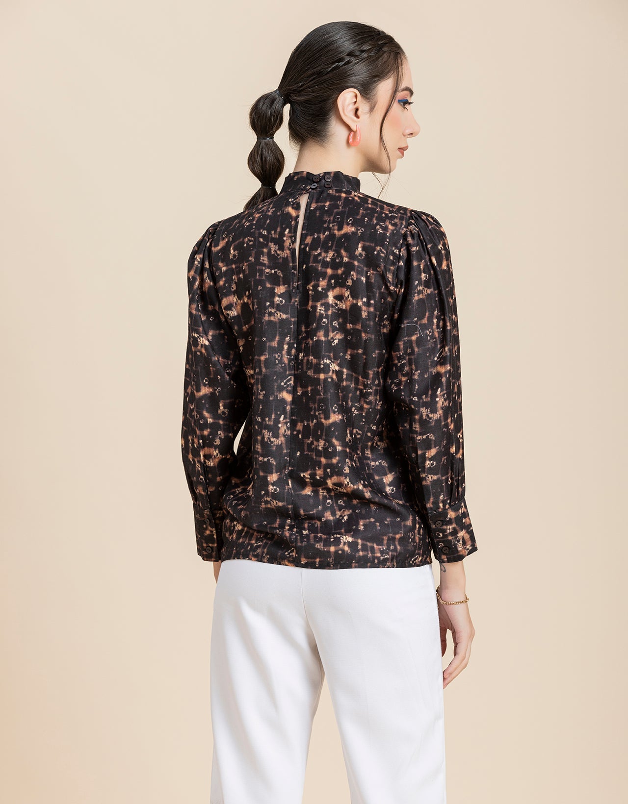 Ban Collar Long sleeve formal Top