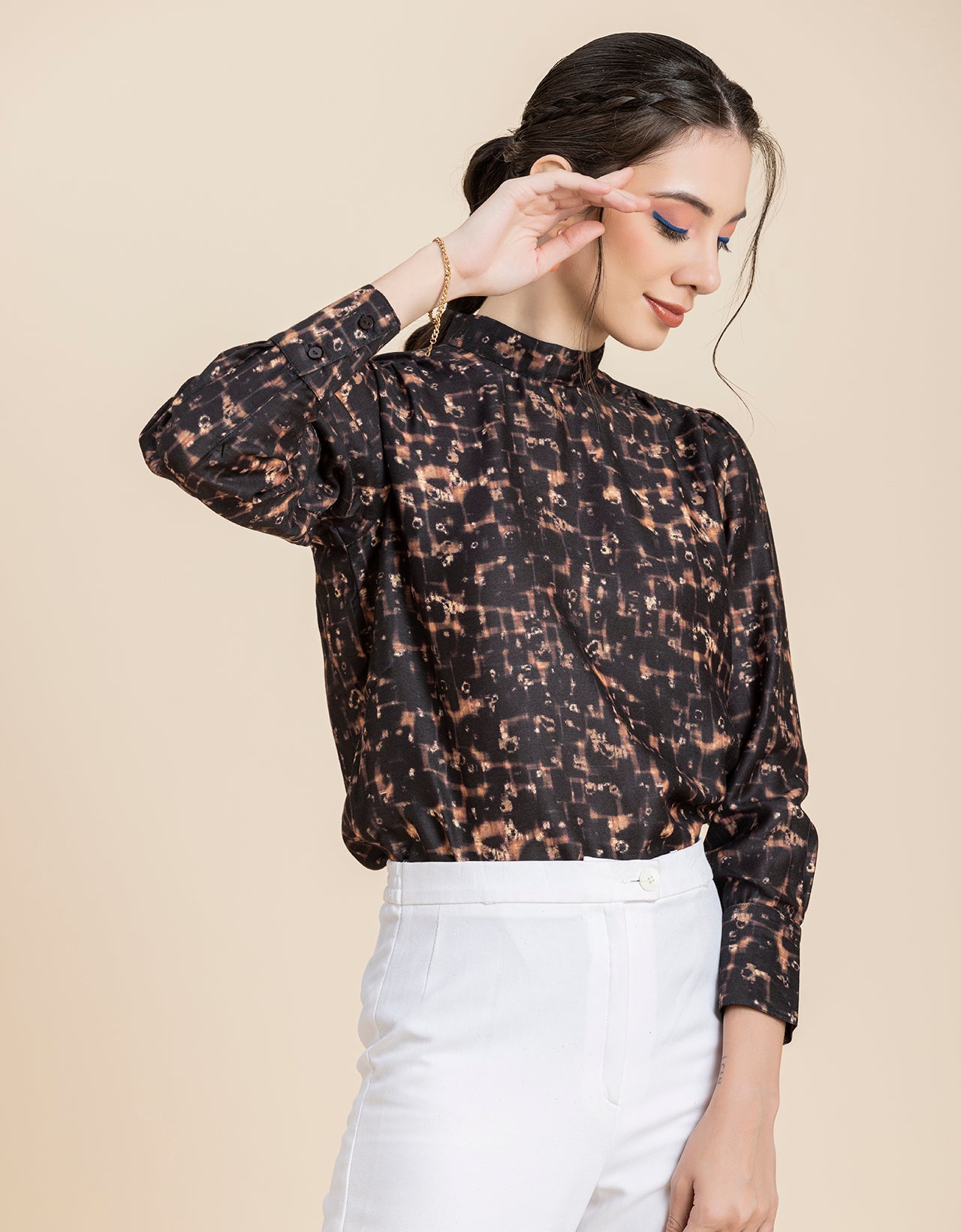 Ban Collar Long sleeve formal Top