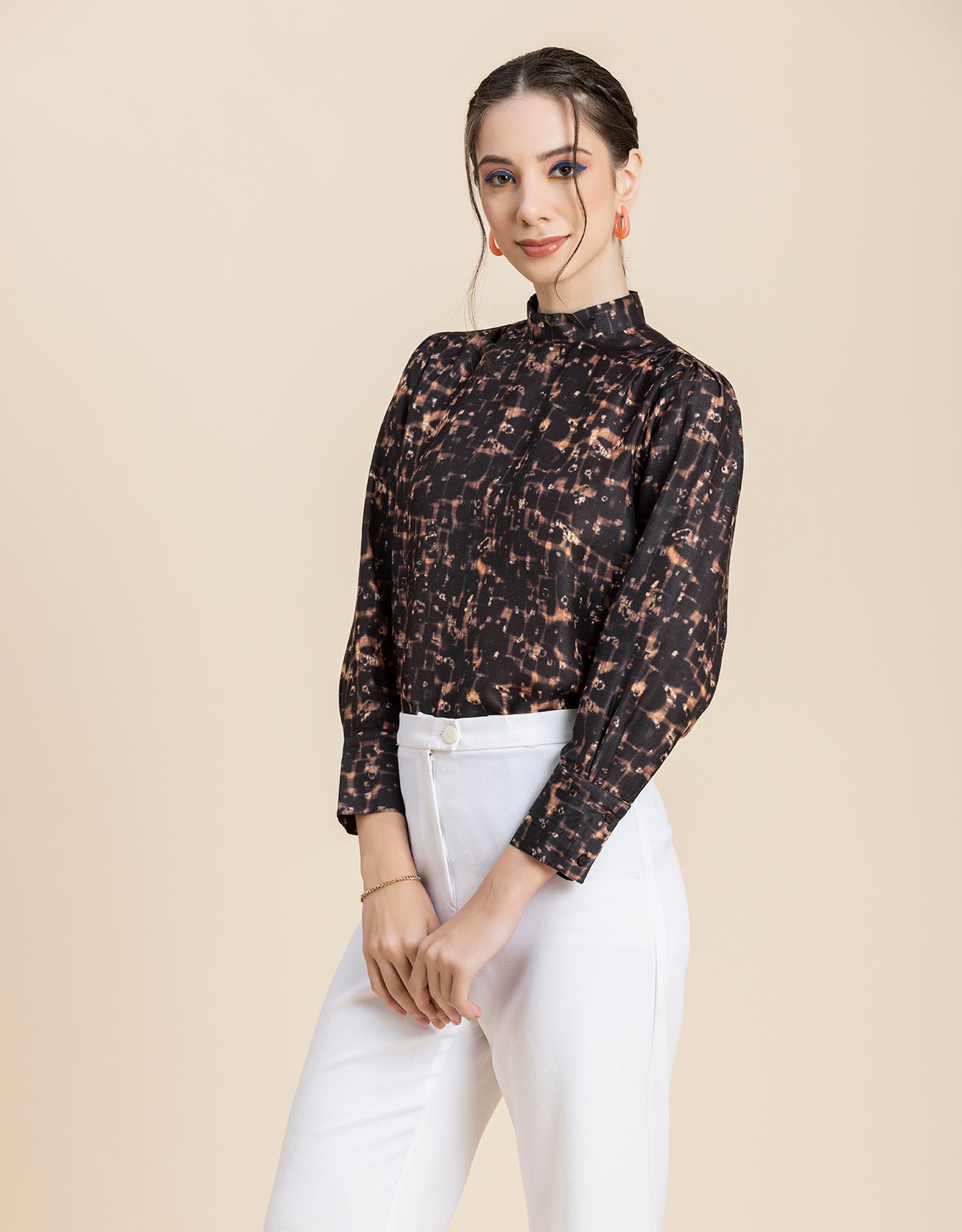 Ban Collar Long sleeve formal Top