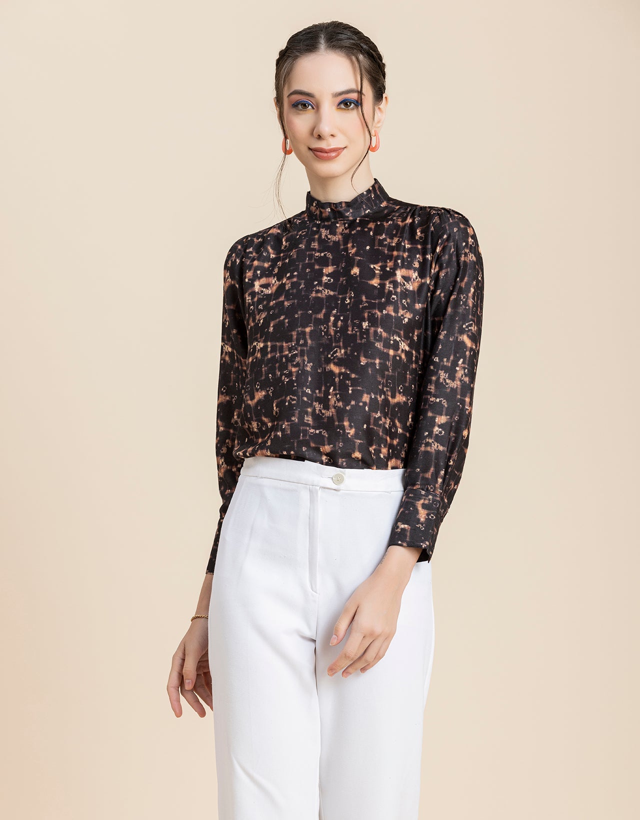 Ban Collar Long sleeve formal Top
