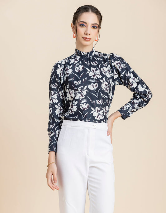 Floral print, Long sleeve formal Top