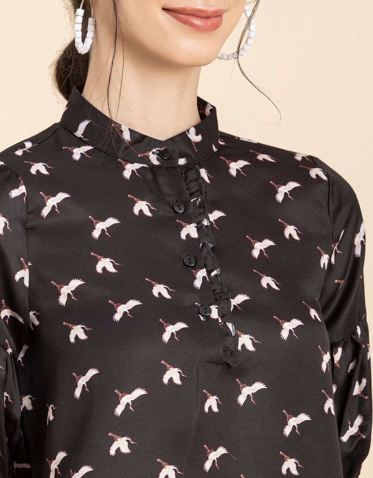 Quarter Sleeves Ruffled Top