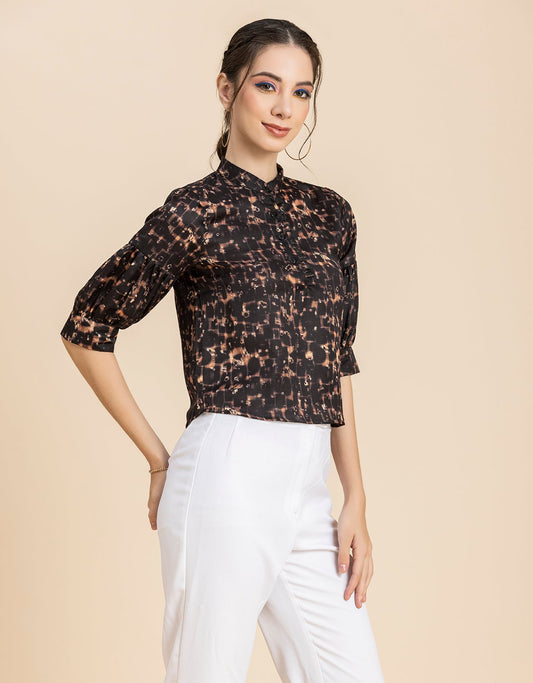 Quarter Sleeves Ruffled Top