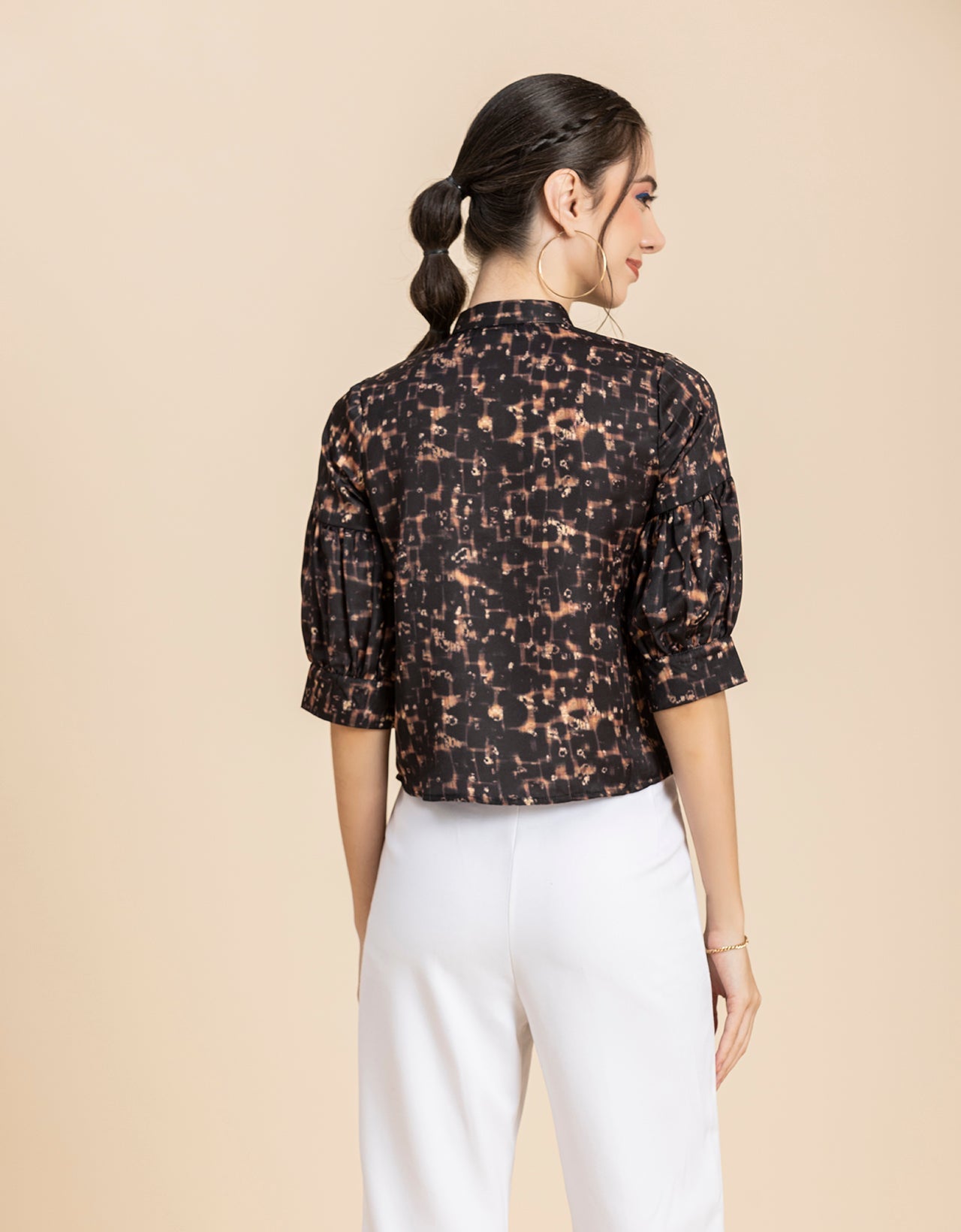 Quarter Sleeves Ruffled Top
