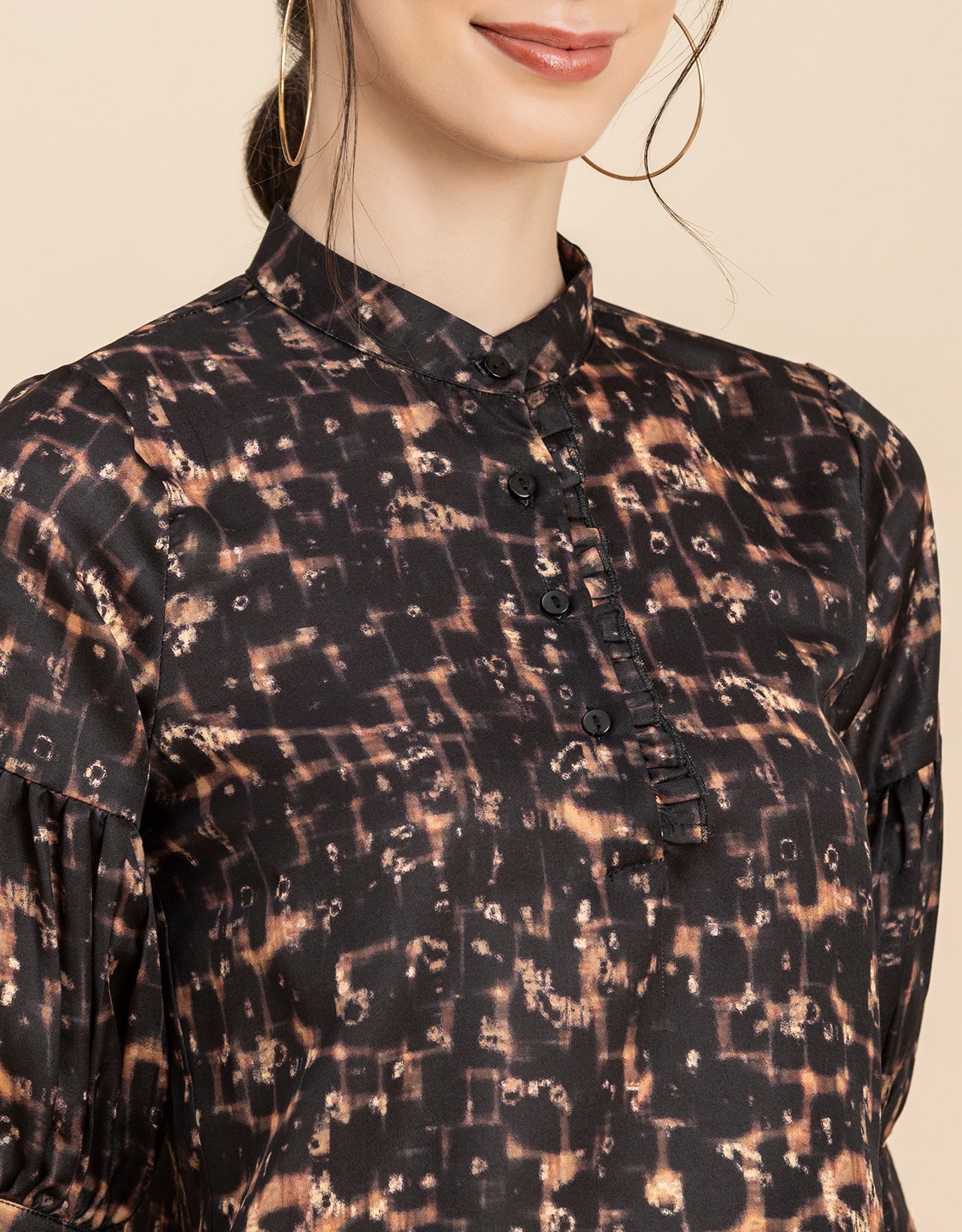 Quarter Sleeves Ruffled Top