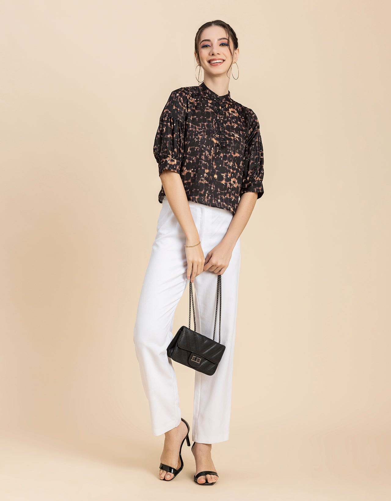 Quarter Sleeves Ruffled Top