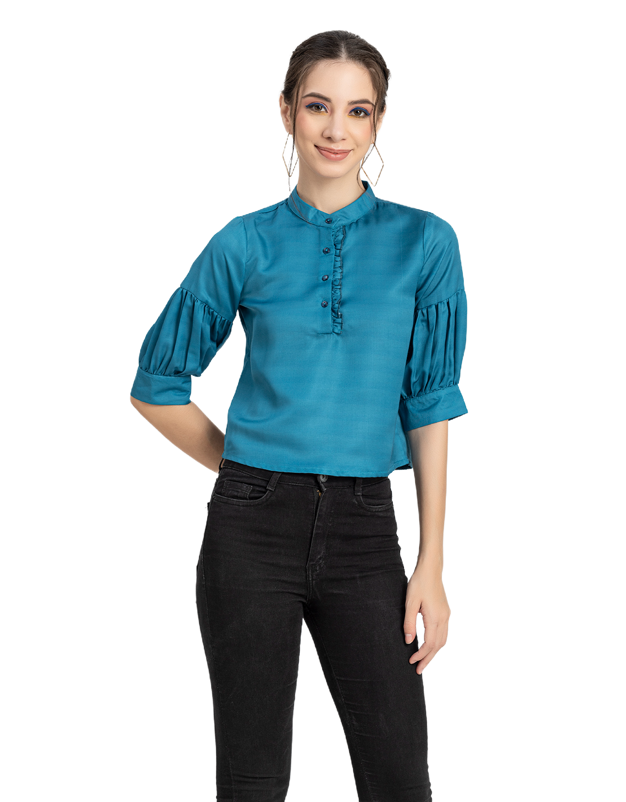 Quarter Sleeves Ruffled Top