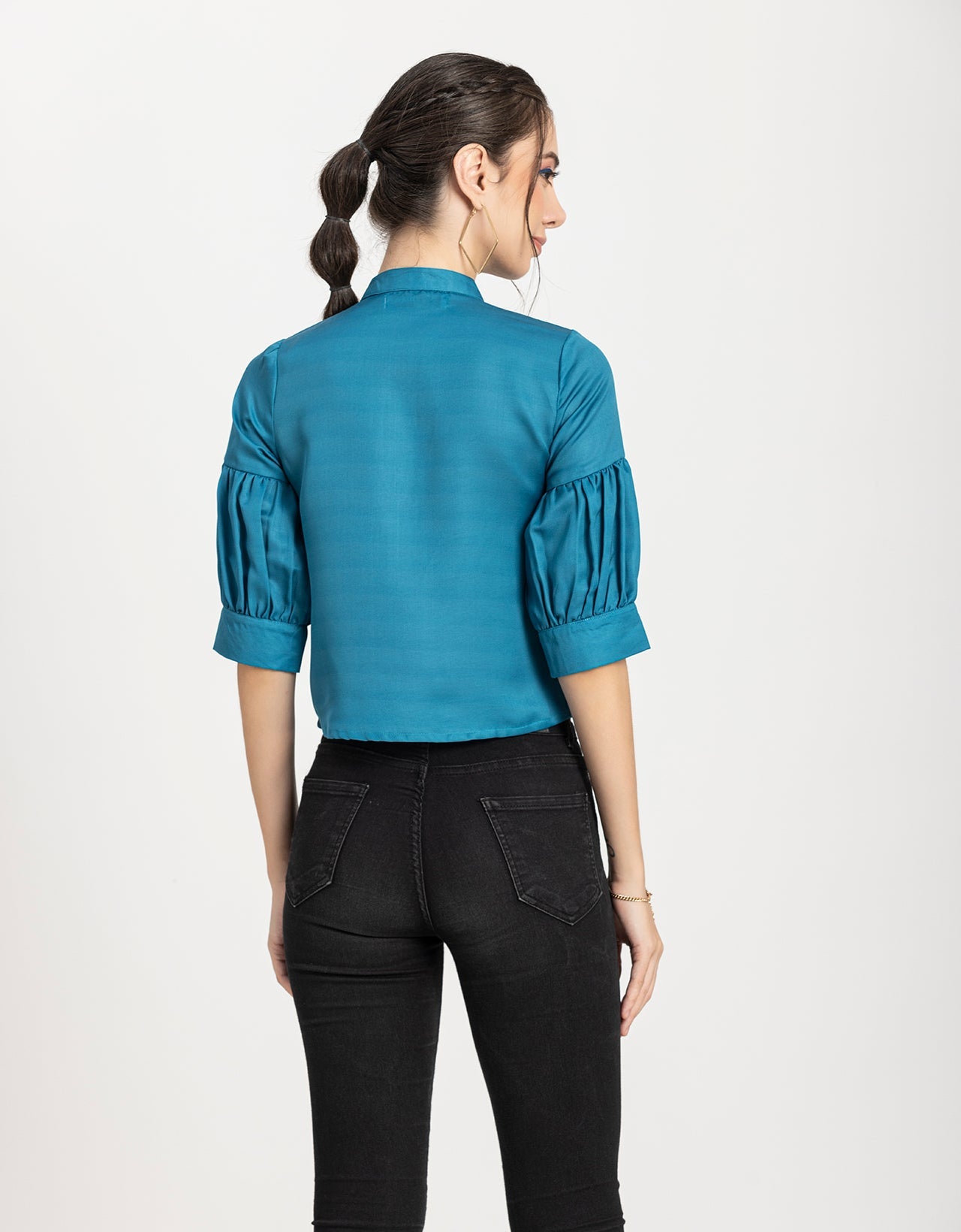 Quarter Sleeves Ruffled Top