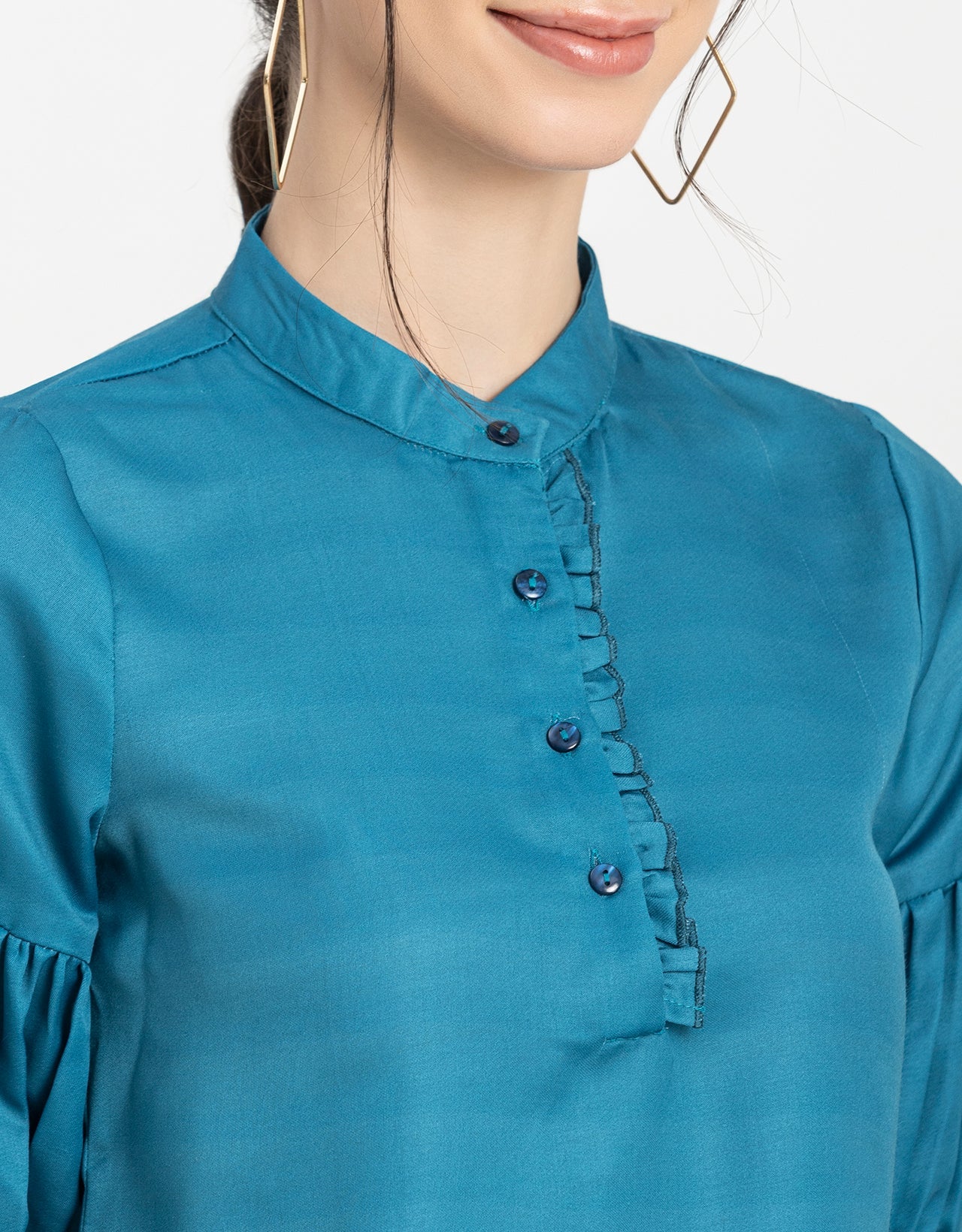 Quarter Sleeves Ruffled Top
