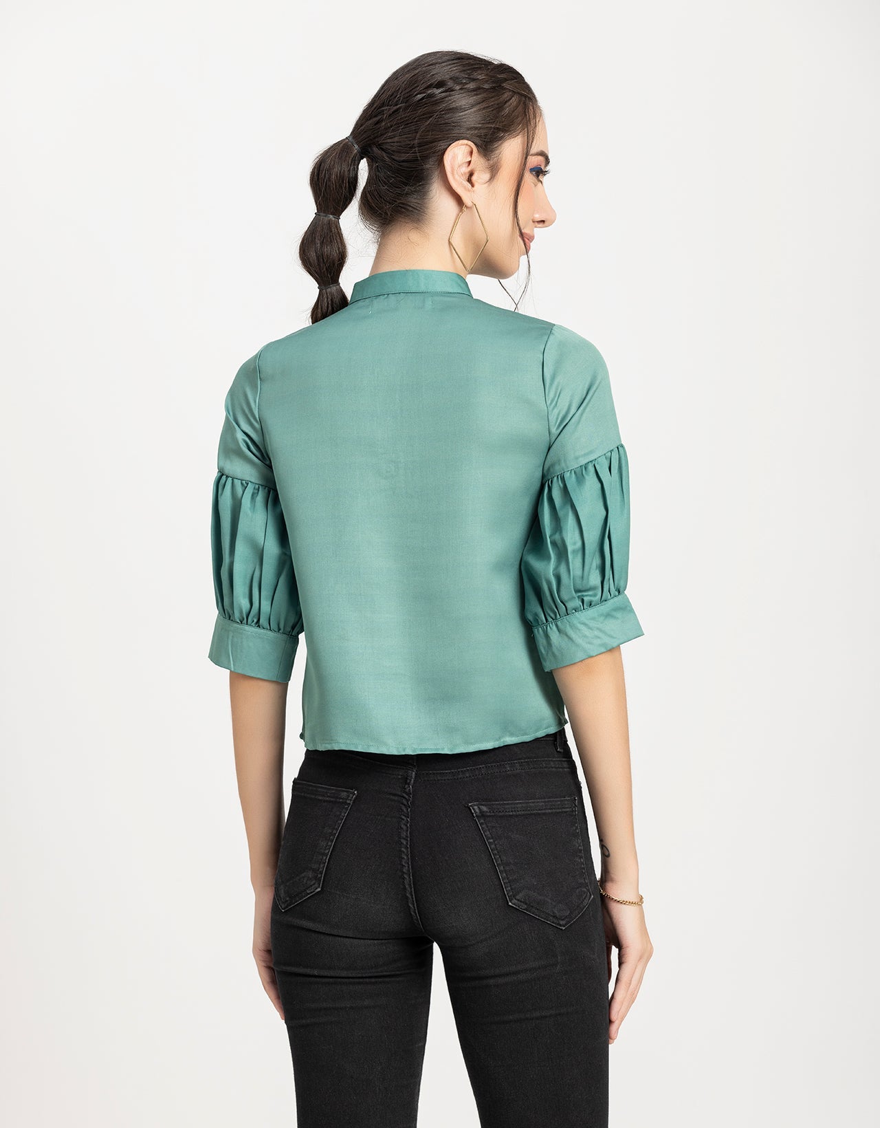 Quarter Sleeves Ruffled Top