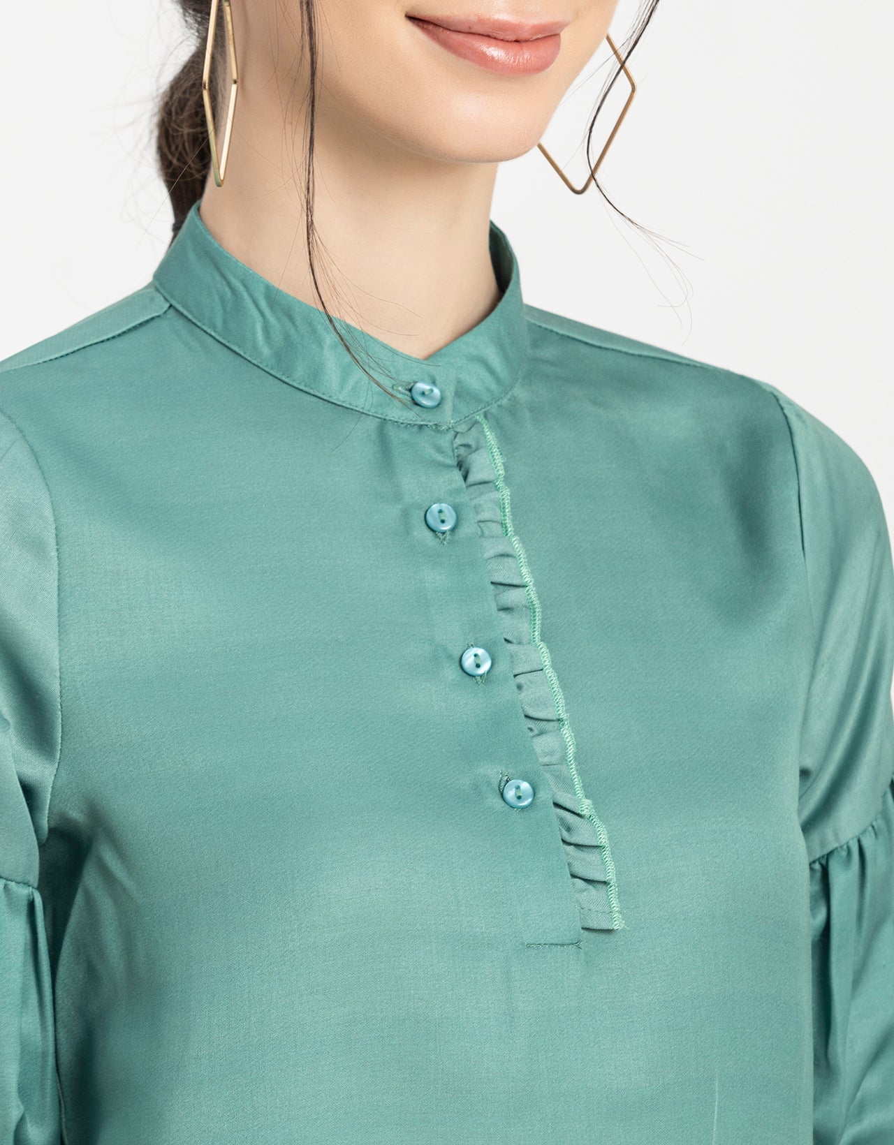 Quarter Sleeves Ruffled Top