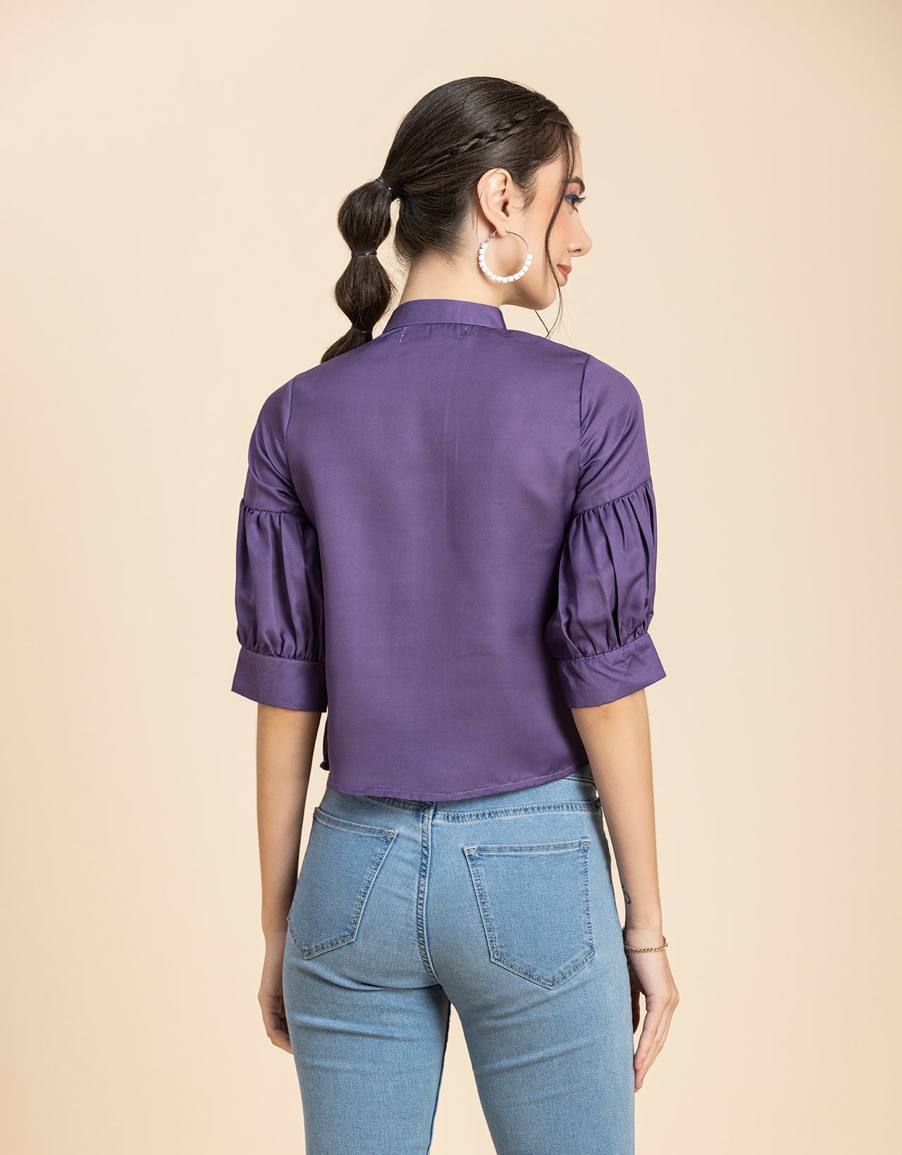 Quarter Sleeves Ruffled Top