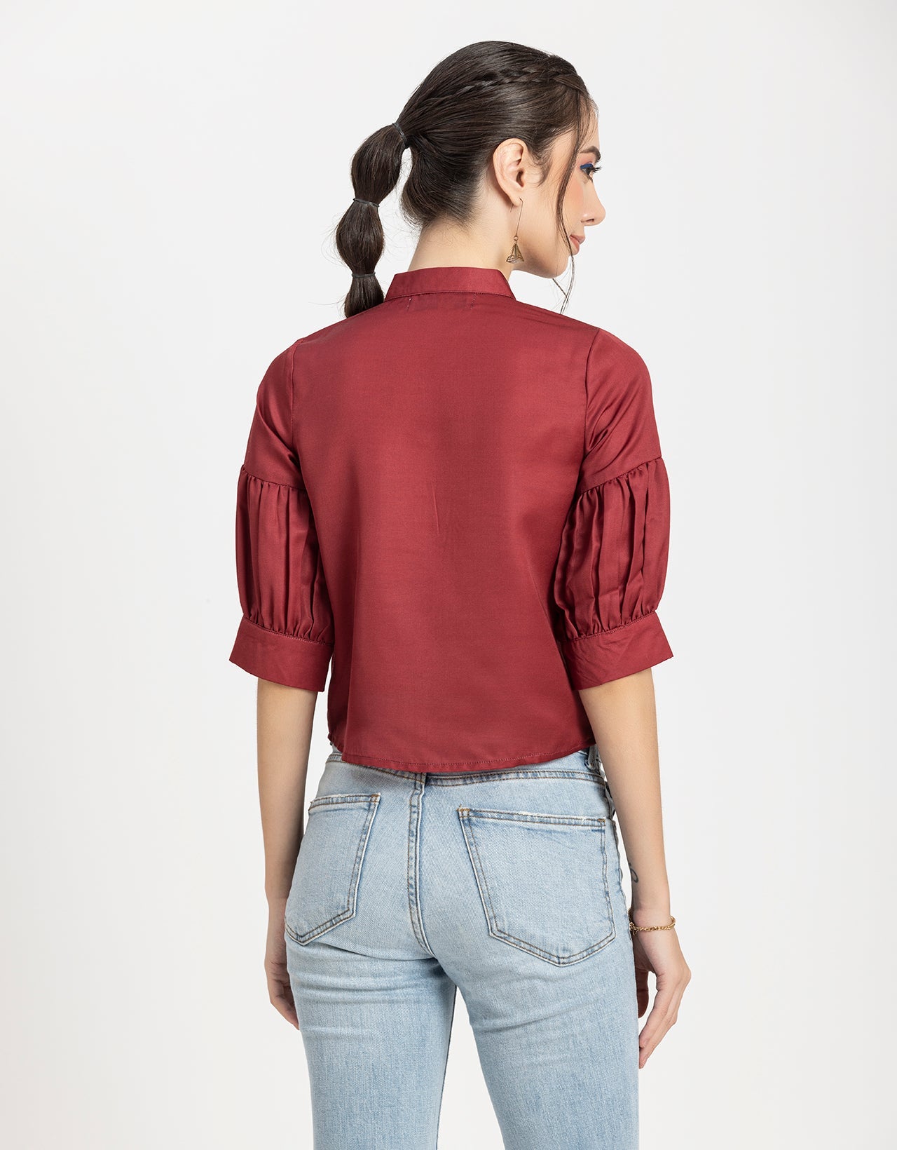 Quarter Sleeves Ruffled Top