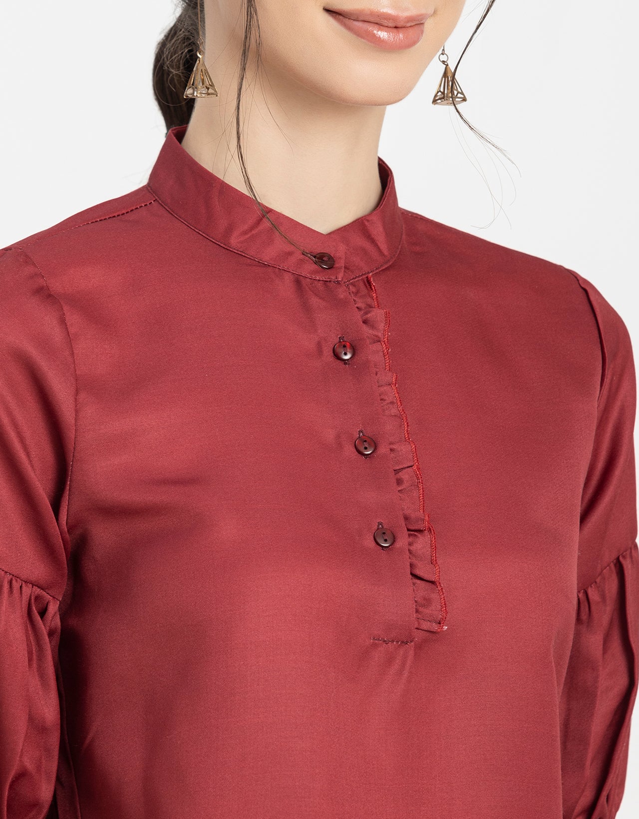 Quarter Sleeves Ruffled Top