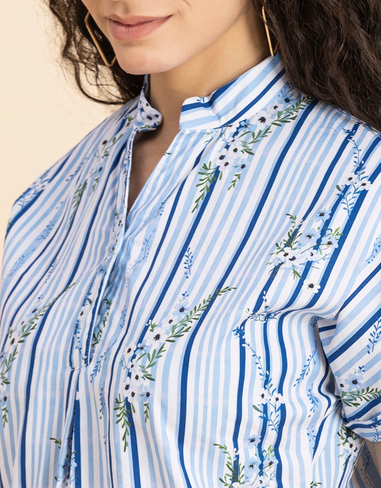 Mandarin Collar Viscose Top