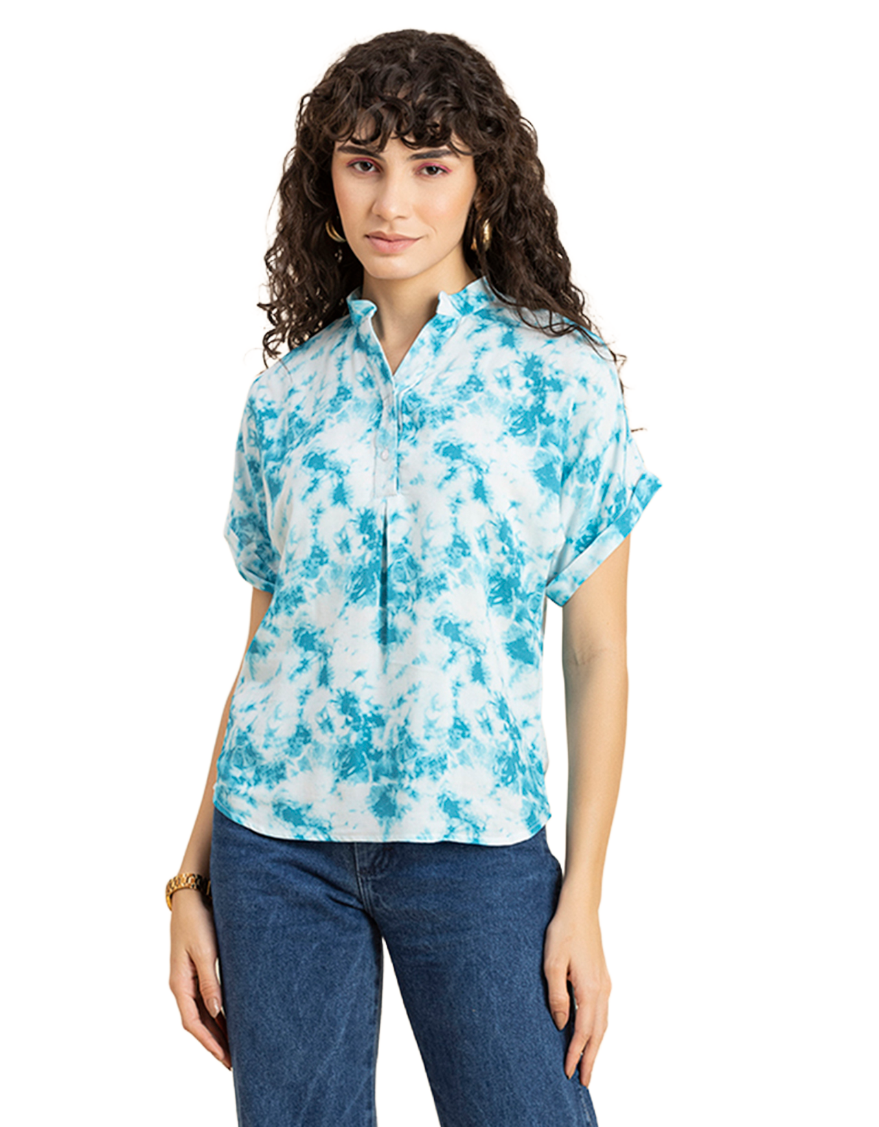 Mandarin Collar Viscose Top