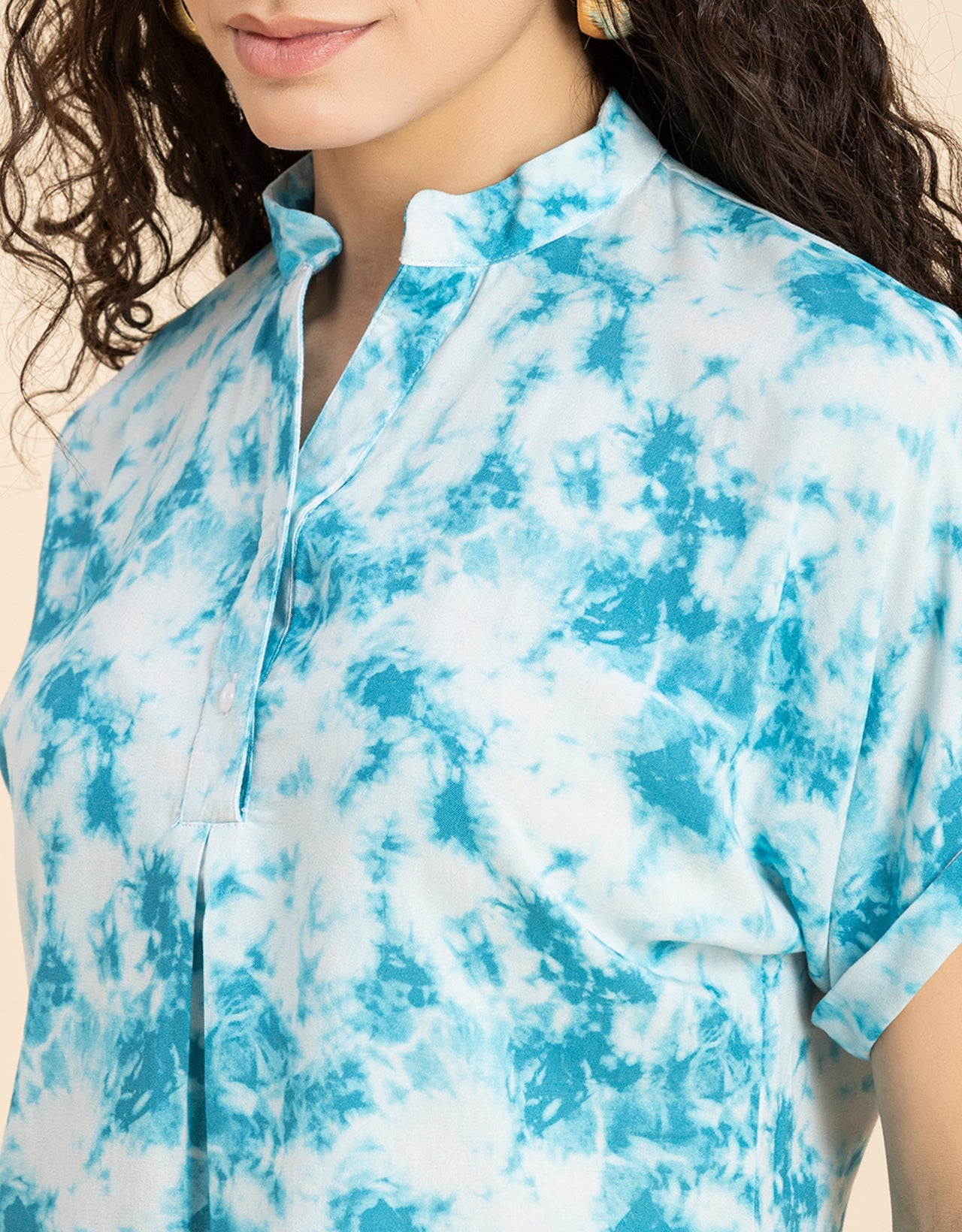 Mandarin Collar Viscose Top