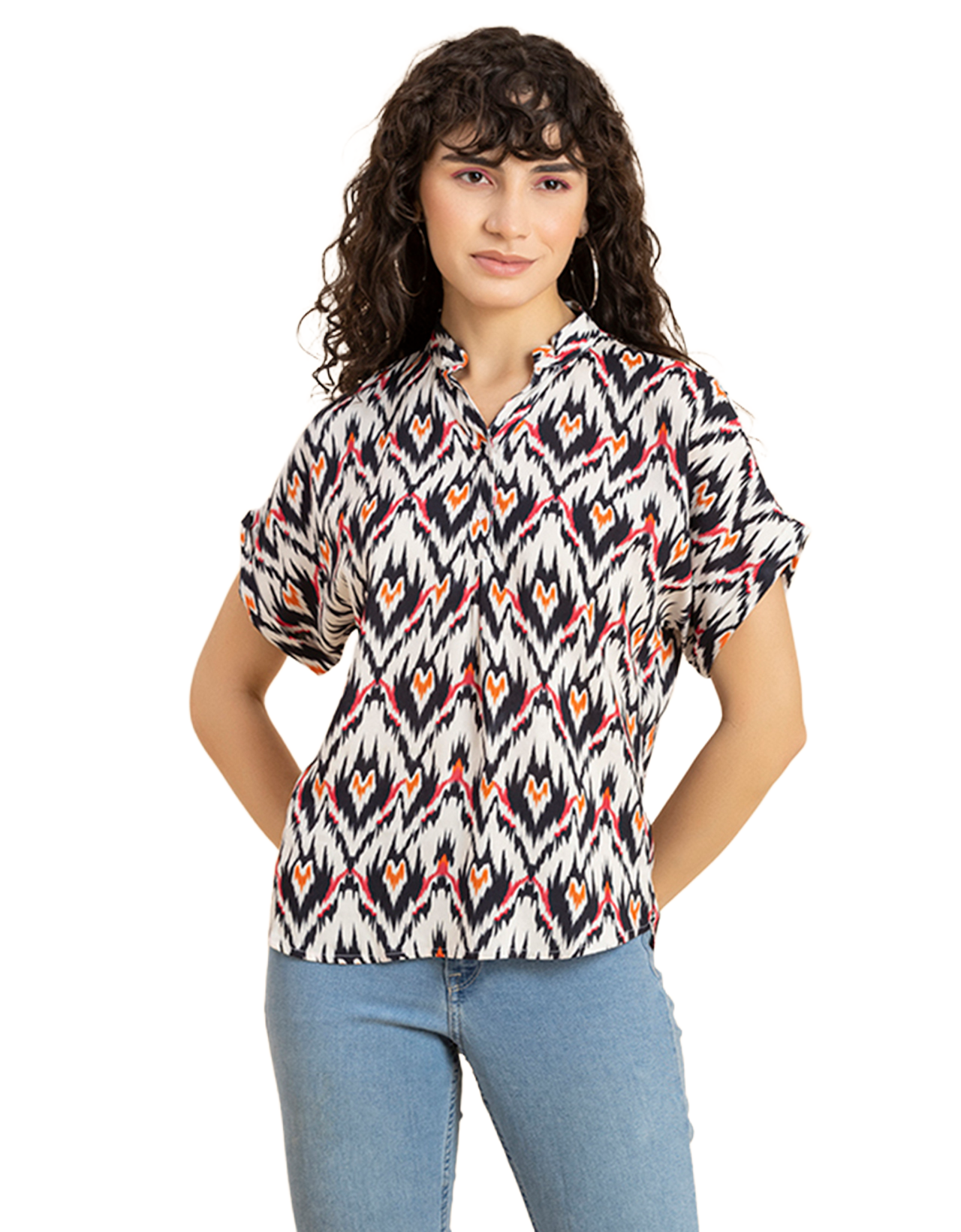 Mandarin Collar Viscose Top
