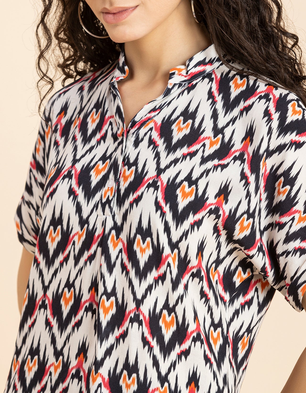 Mandarin Collar Viscose Top