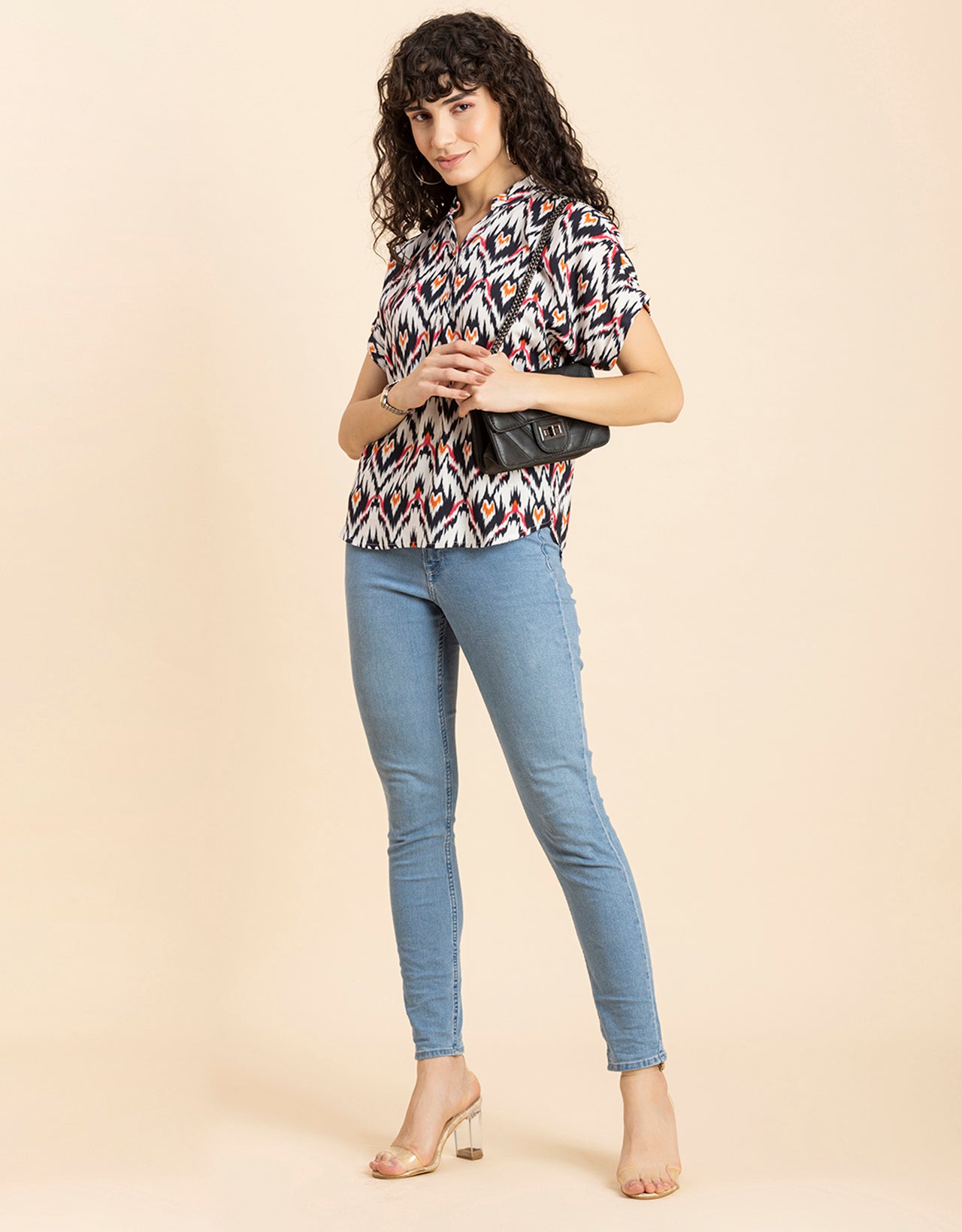 Mandarin Collar Viscose Top