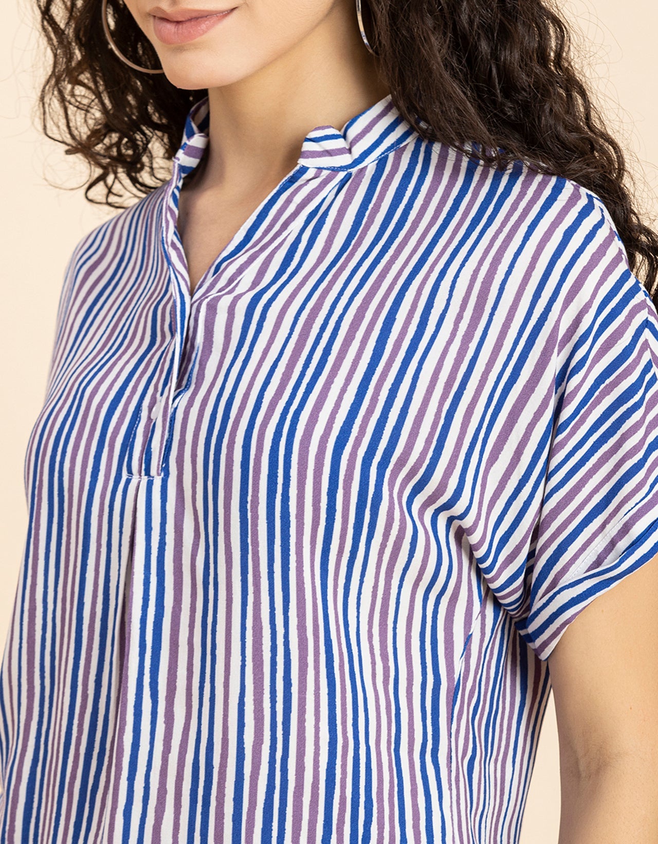Mandarin Collar Viscose Top