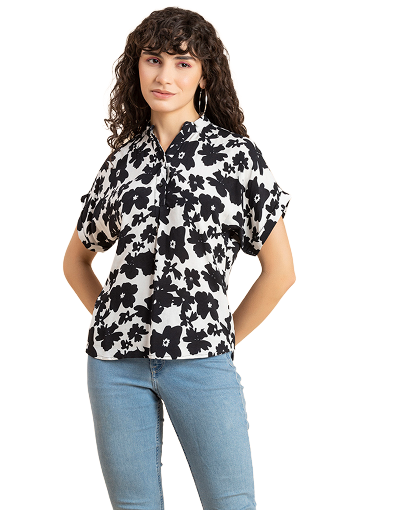 Mandarin Collar Viscose Top