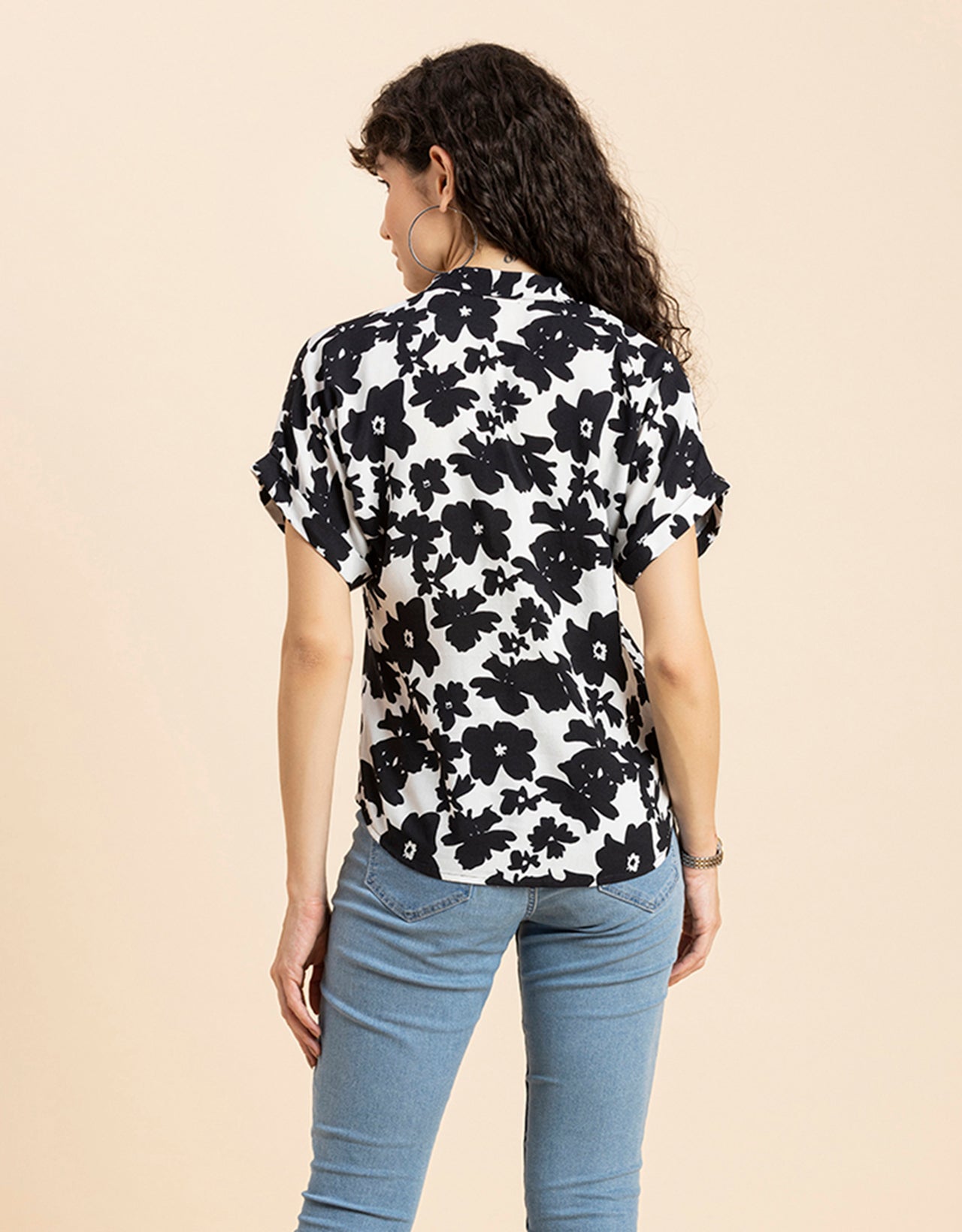 Mandarin Collar Viscose Top