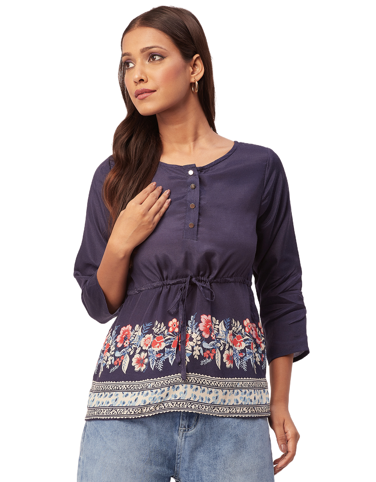Tie-Up Quarter Sleeves Top