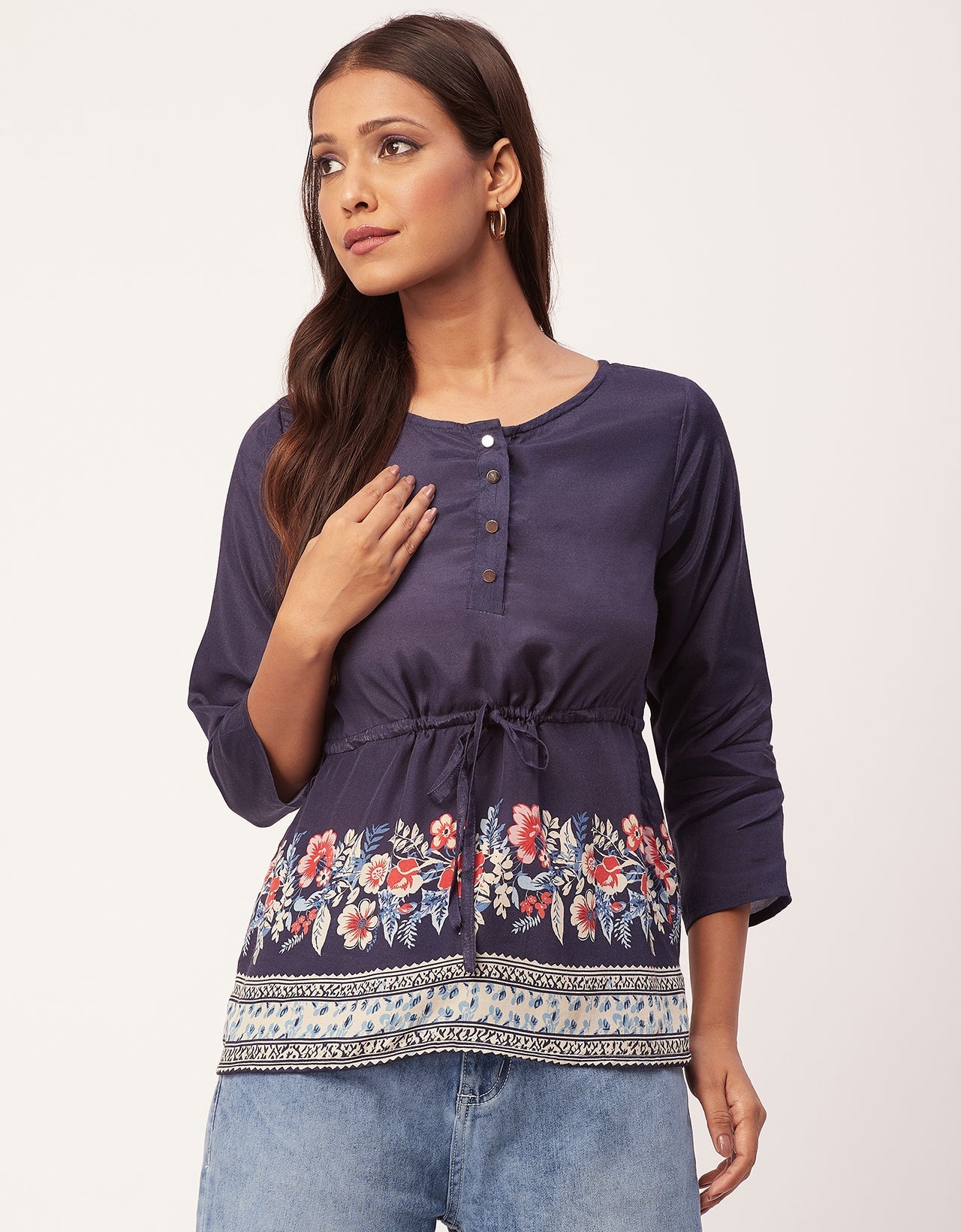 Tie-Up Quarter Sleeves Top