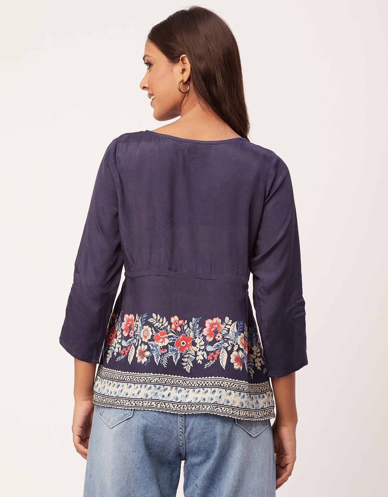 Tie-Up Quarter Sleeves Top