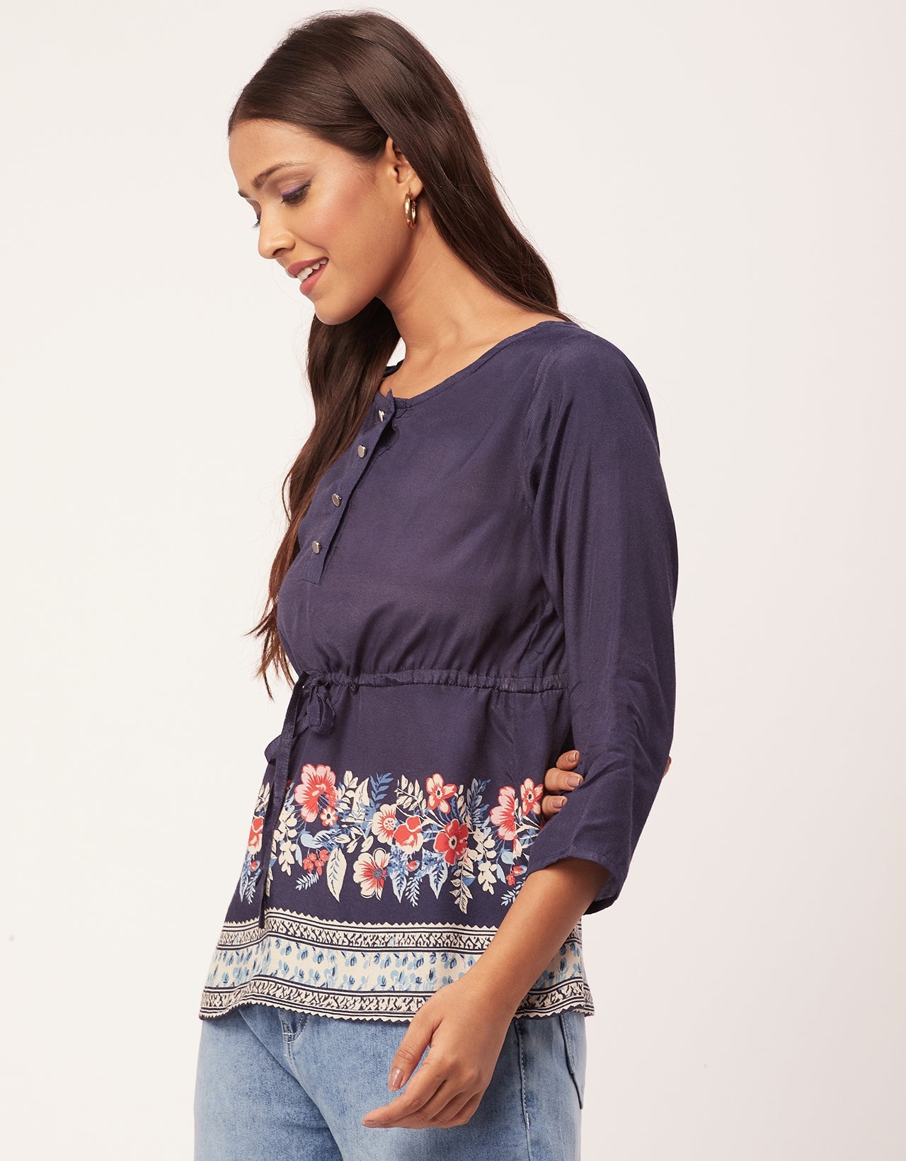 Tie-Up Quarter Sleeves Top