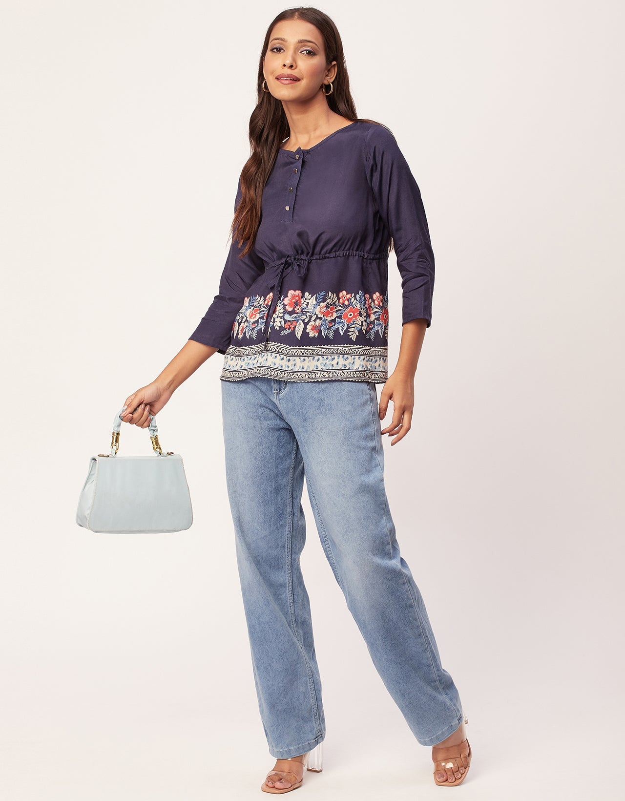Tie-Up Quarter Sleeves Top