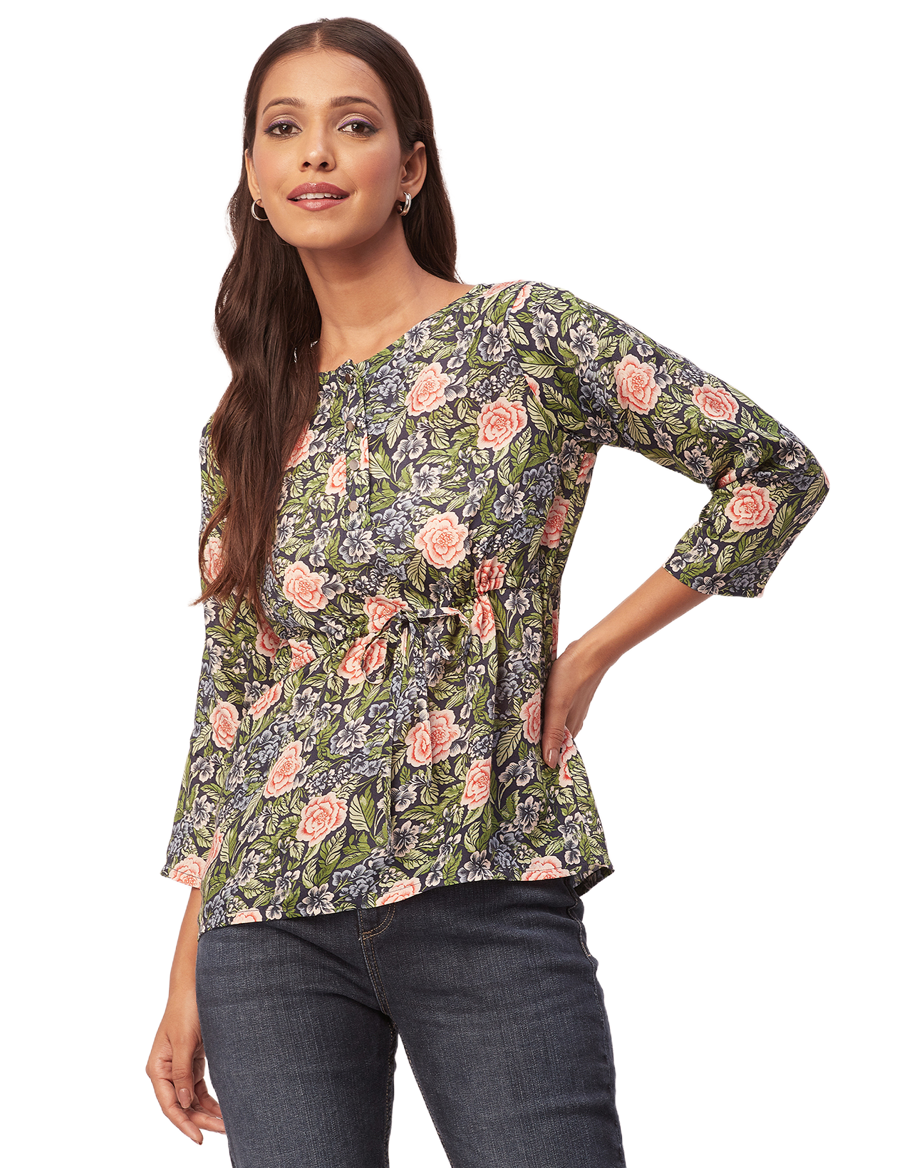 Tie-Up Quarter Sleeves Top