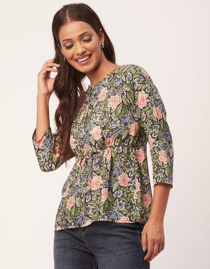Tie-Up Quarter Sleeves Top