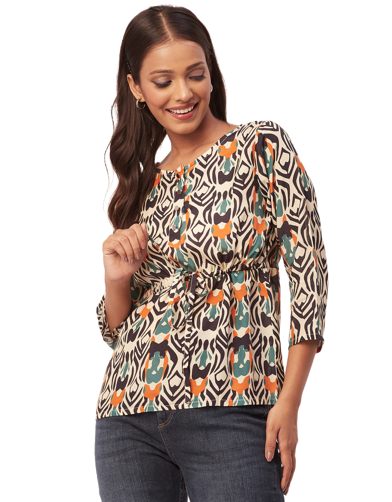 Tie-Up Quarter Sleeves Top