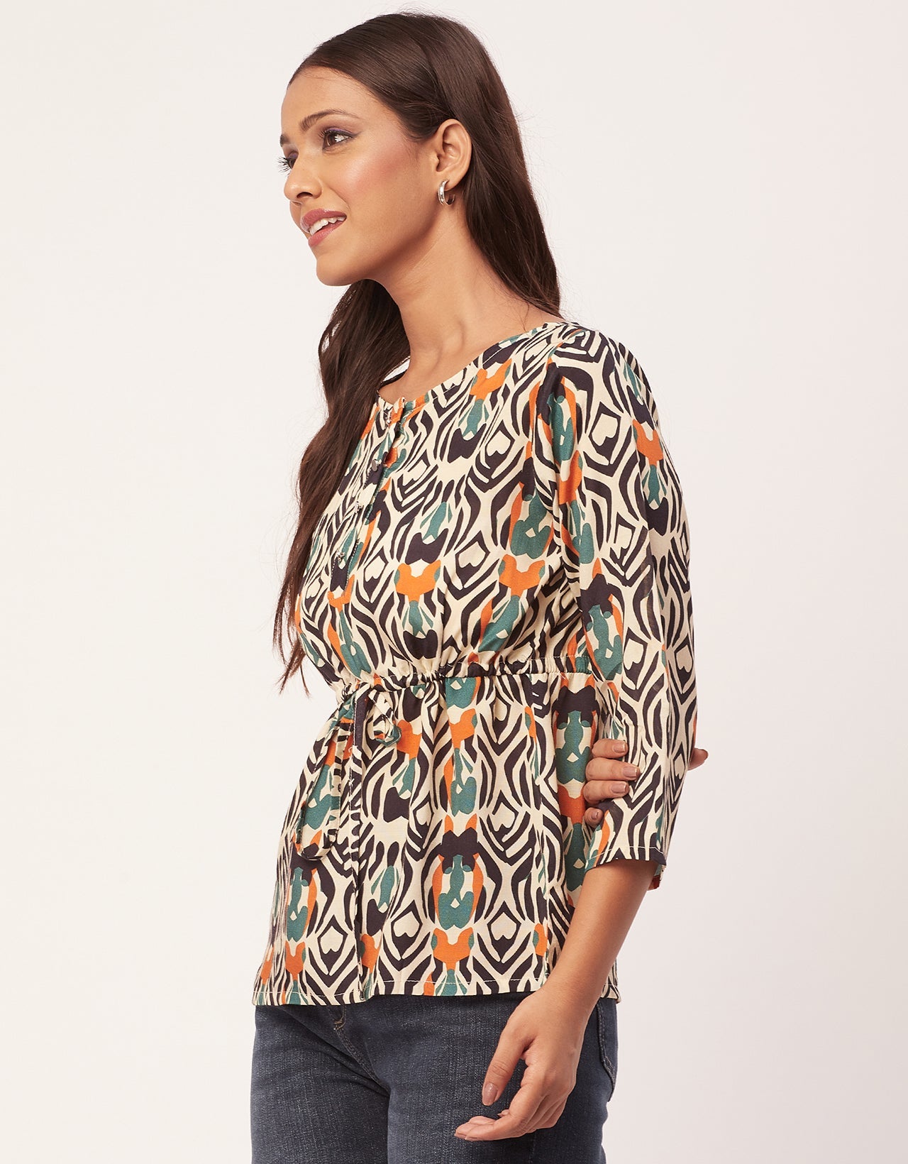 Tie-Up Quarter Sleeves Top
