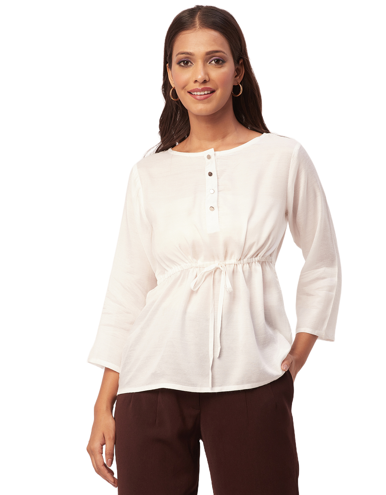 Tie-Up Quarter Sleeves Top