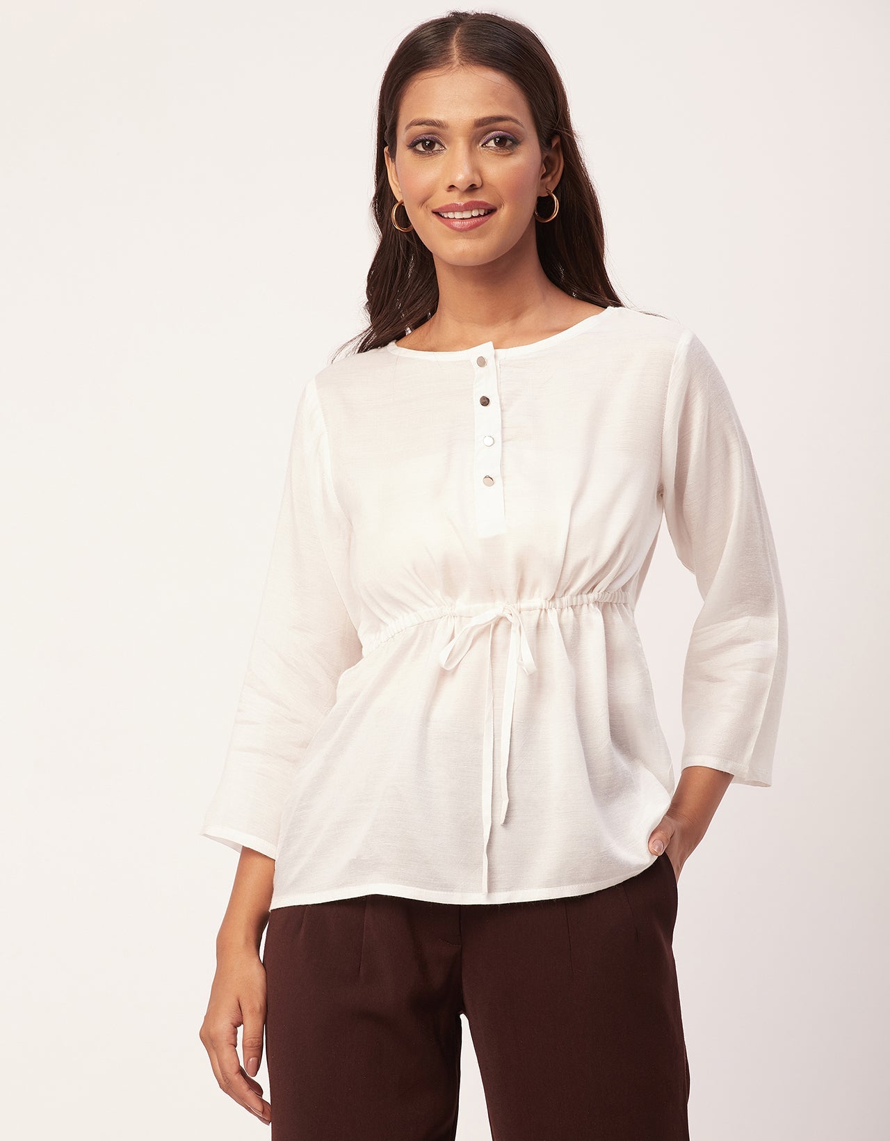 Tie-Up Quarter Sleeves Top