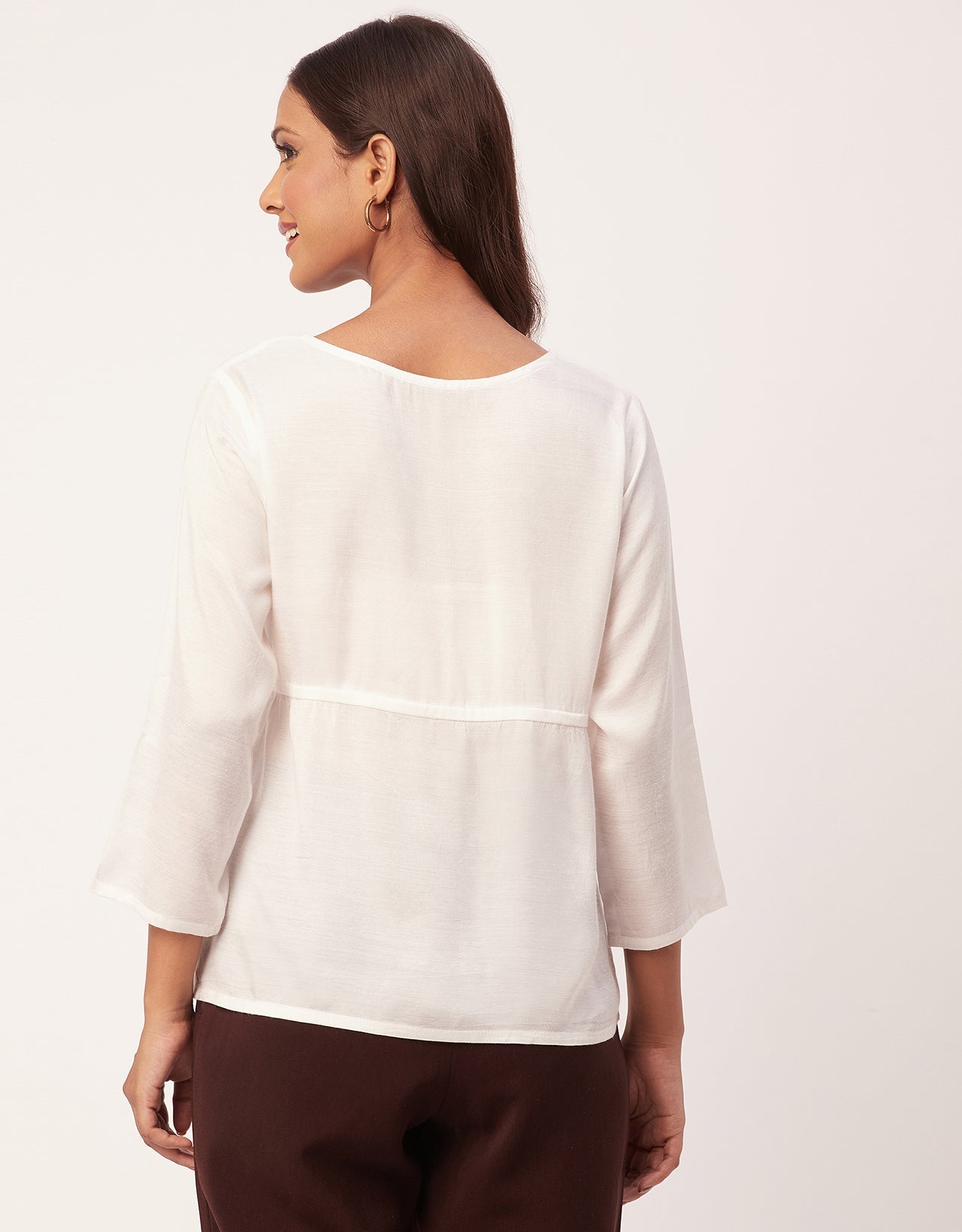 Tie-Up Quarter Sleeves Top