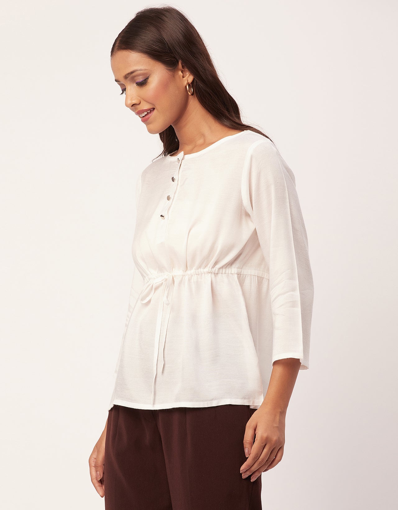 Tie-Up Quarter Sleeves Top