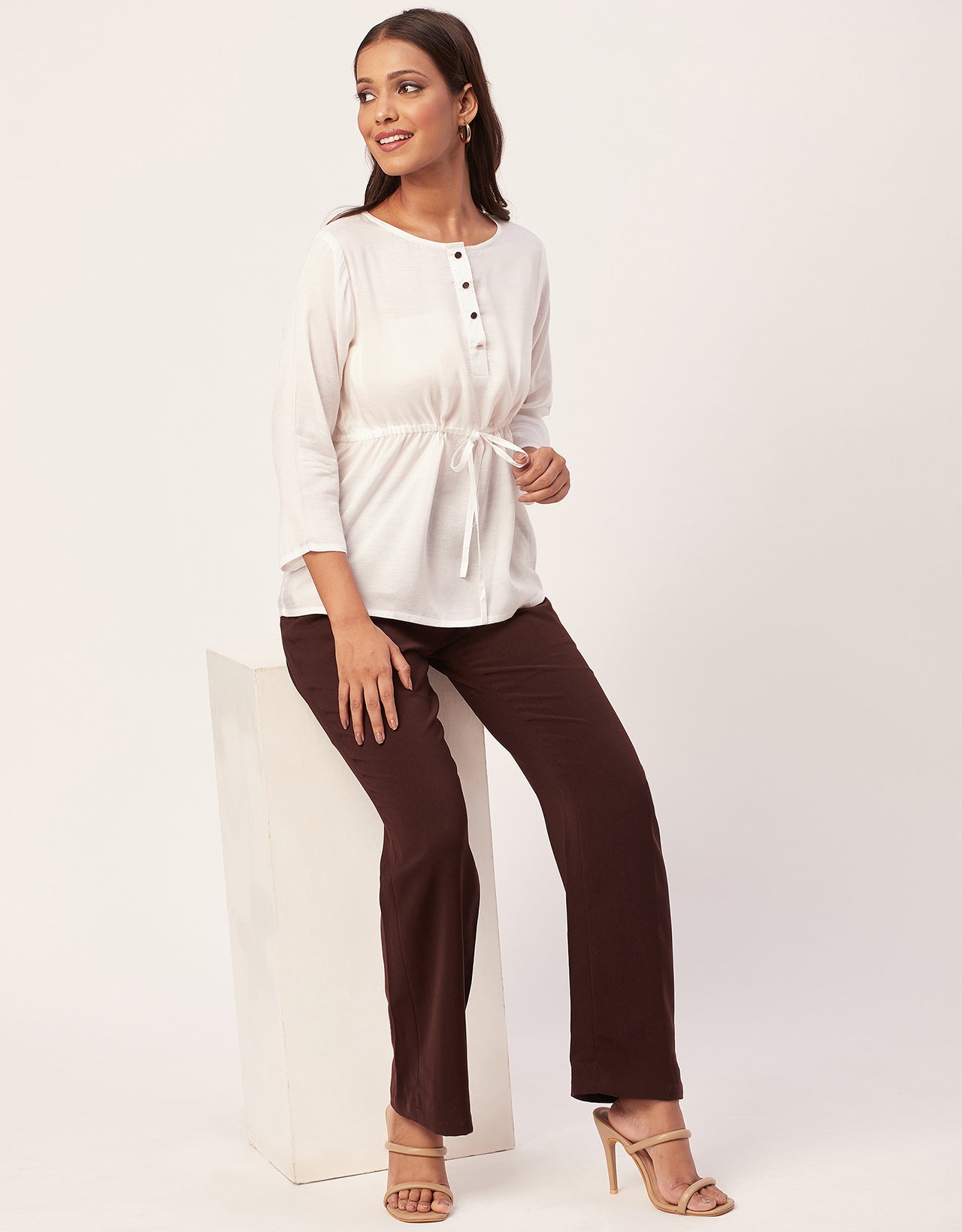 Tie-Up Quarter Sleeves Top