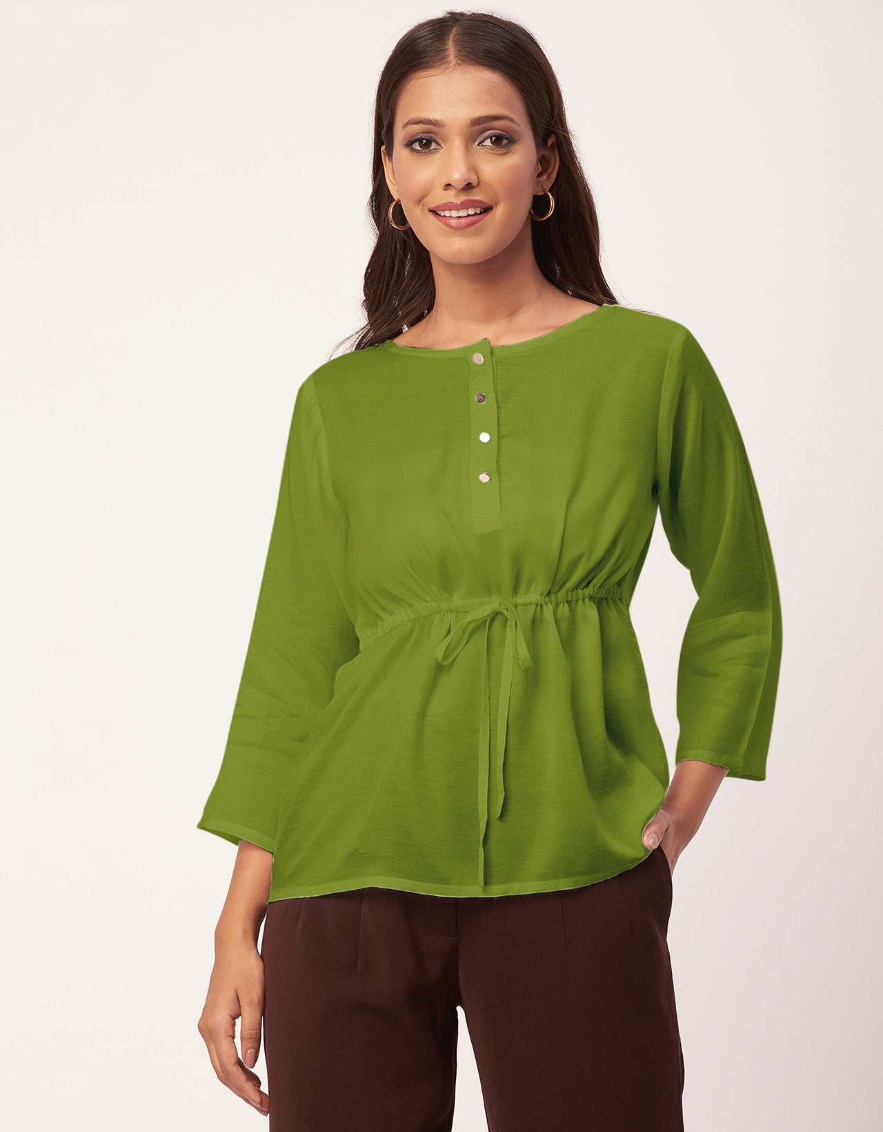 Tie-Up Quarter Sleeves Top