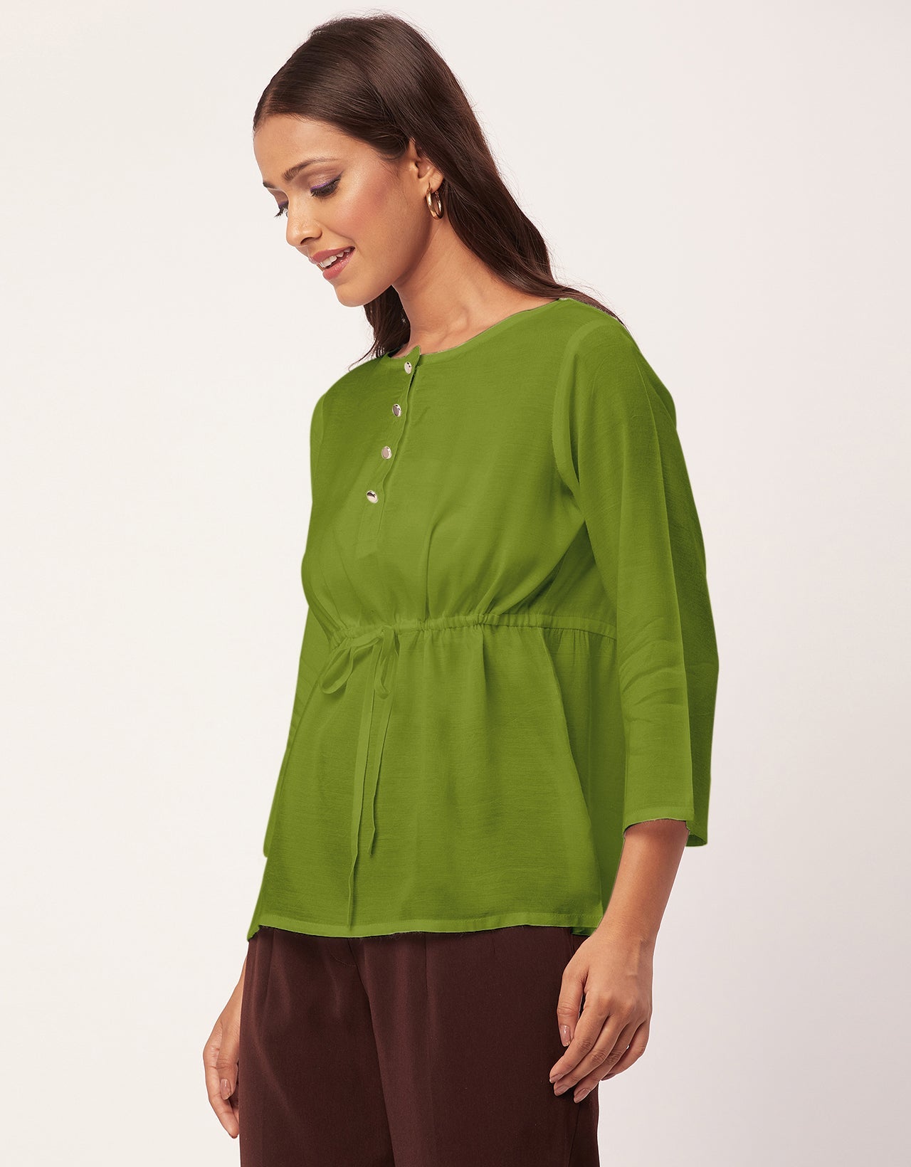 Tie-Up Quarter Sleeves Top