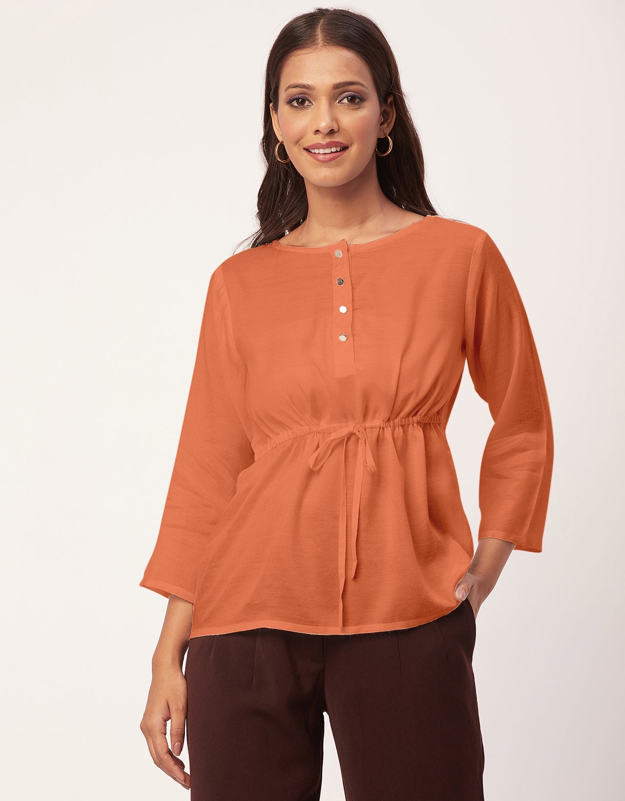 Tie-Up Quarter Sleeves Top