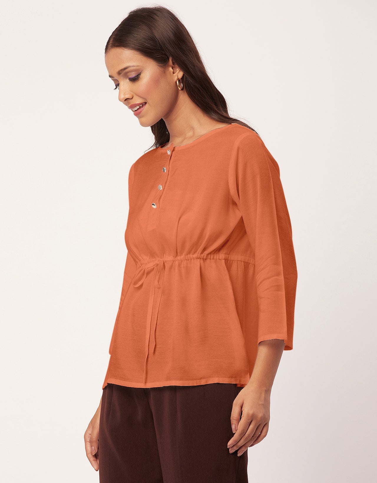 Tie-Up Quarter Sleeves Top