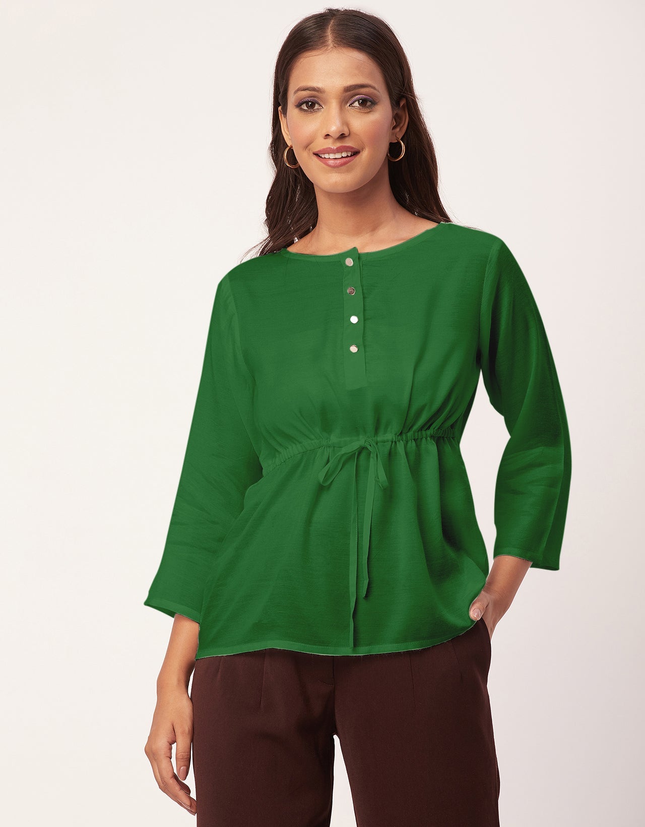 Tie-Up Quarter Sleeves Top
