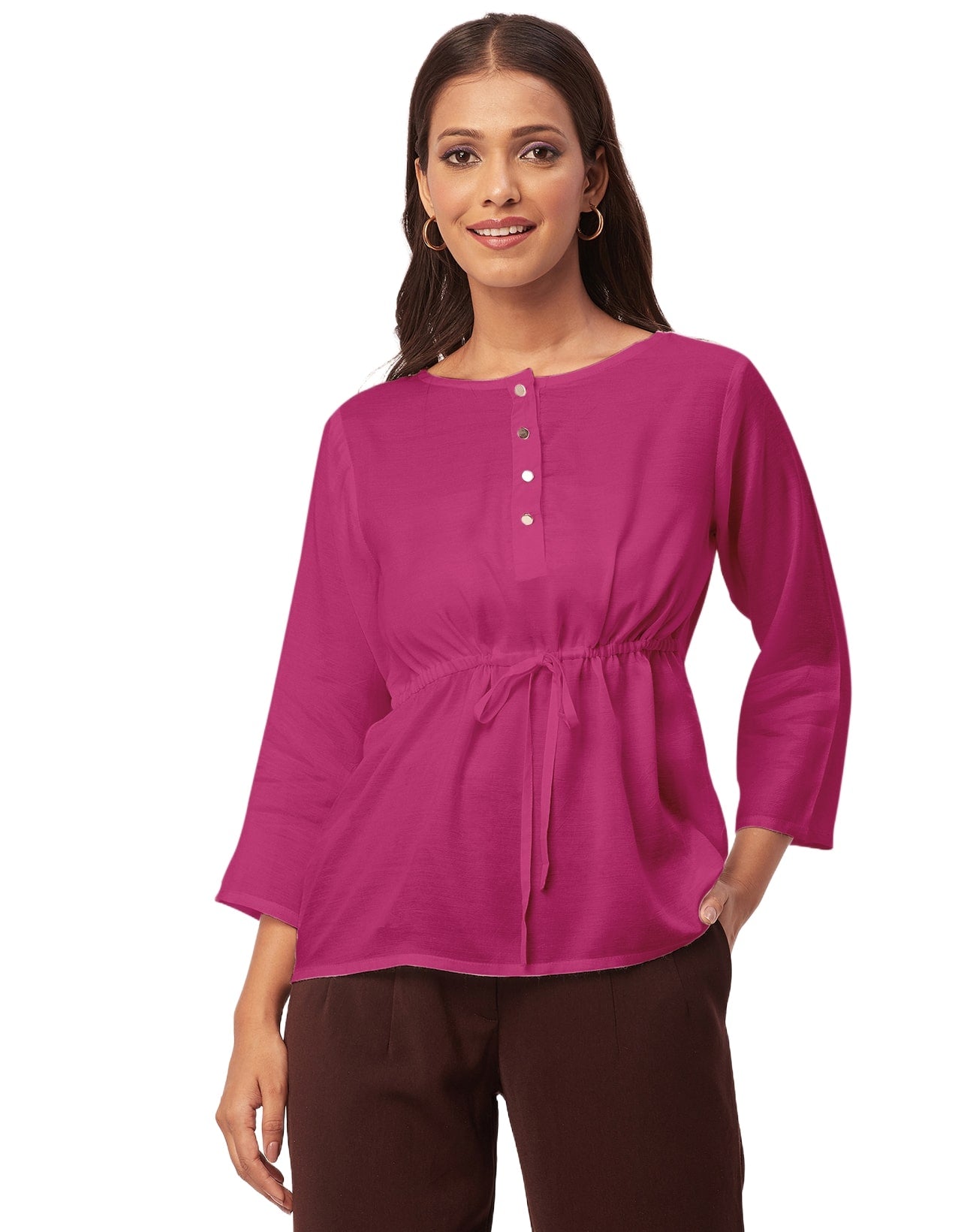 Tie-Up Quarter Sleeves Top